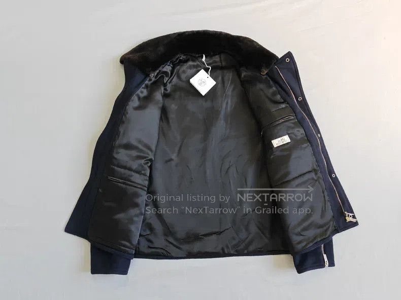 Hermes Hermes Cashmere jacket fur collar, navy blue, 100% cashmer Size US L / EU 52-54 / 3 - 6 Thumbnail