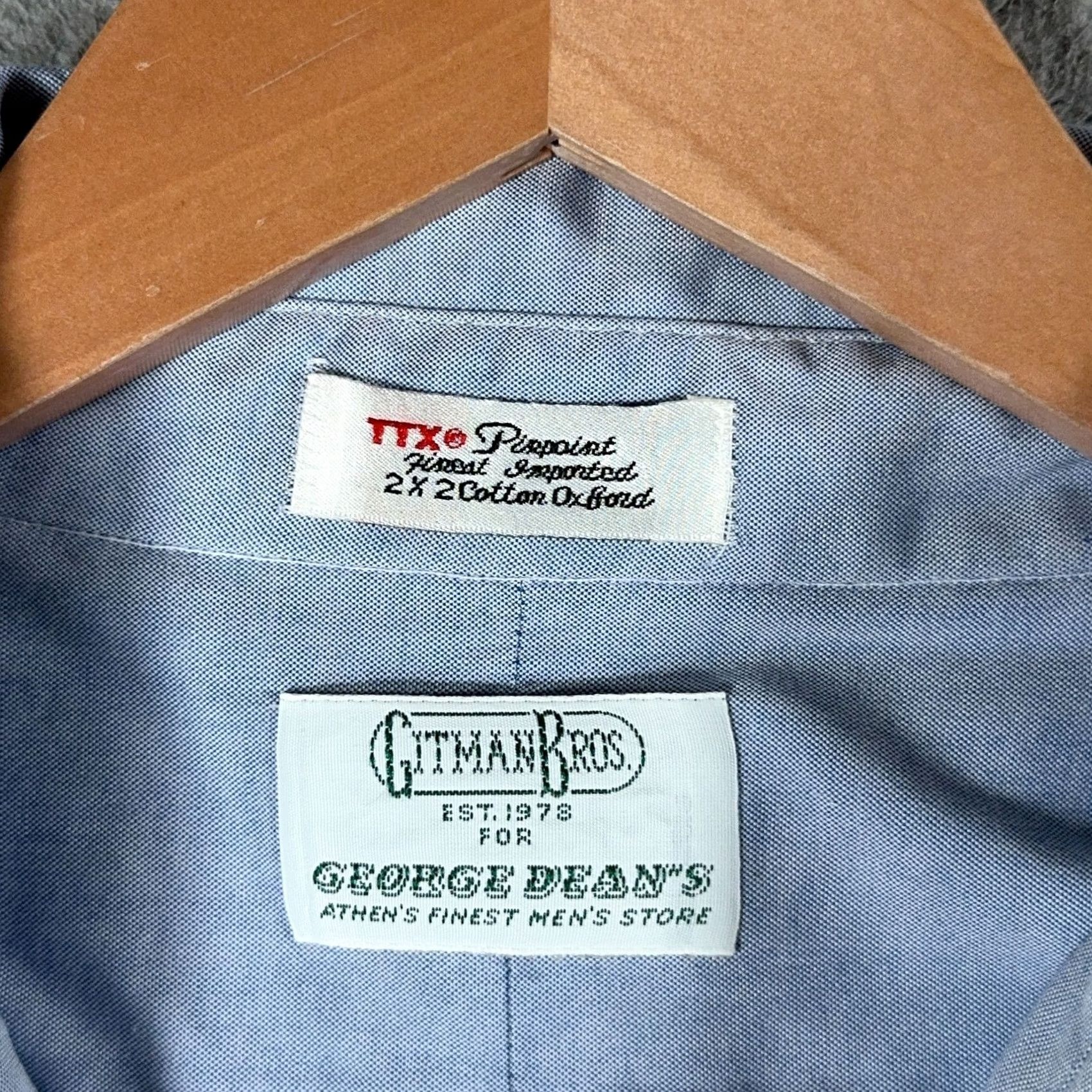 Vintage VINTAGE Gitman Bros Dress Shirt 2X2 Ply TTX Pinpoint Oxford Blue 20 Tall 34 Neck Button-Down Collar Mens Shirt Size US XXL / EU 58 / 5 - 3 Thumbnail
