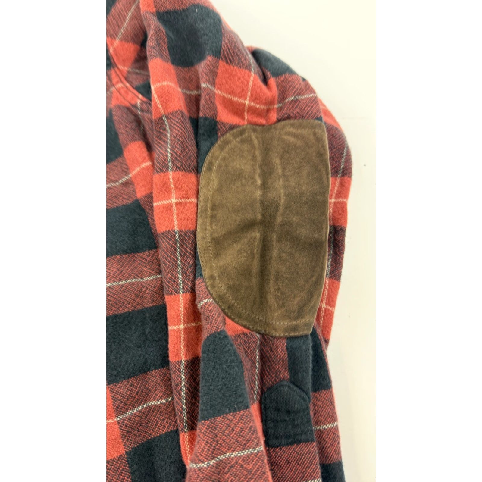 J.Crew J.CREW Men's Medium Red Black Plaid Flannel Shirt with Elbow Patches Casual Button-Up Size US M / EU 48-50 / 2 - 5 Thumbnail