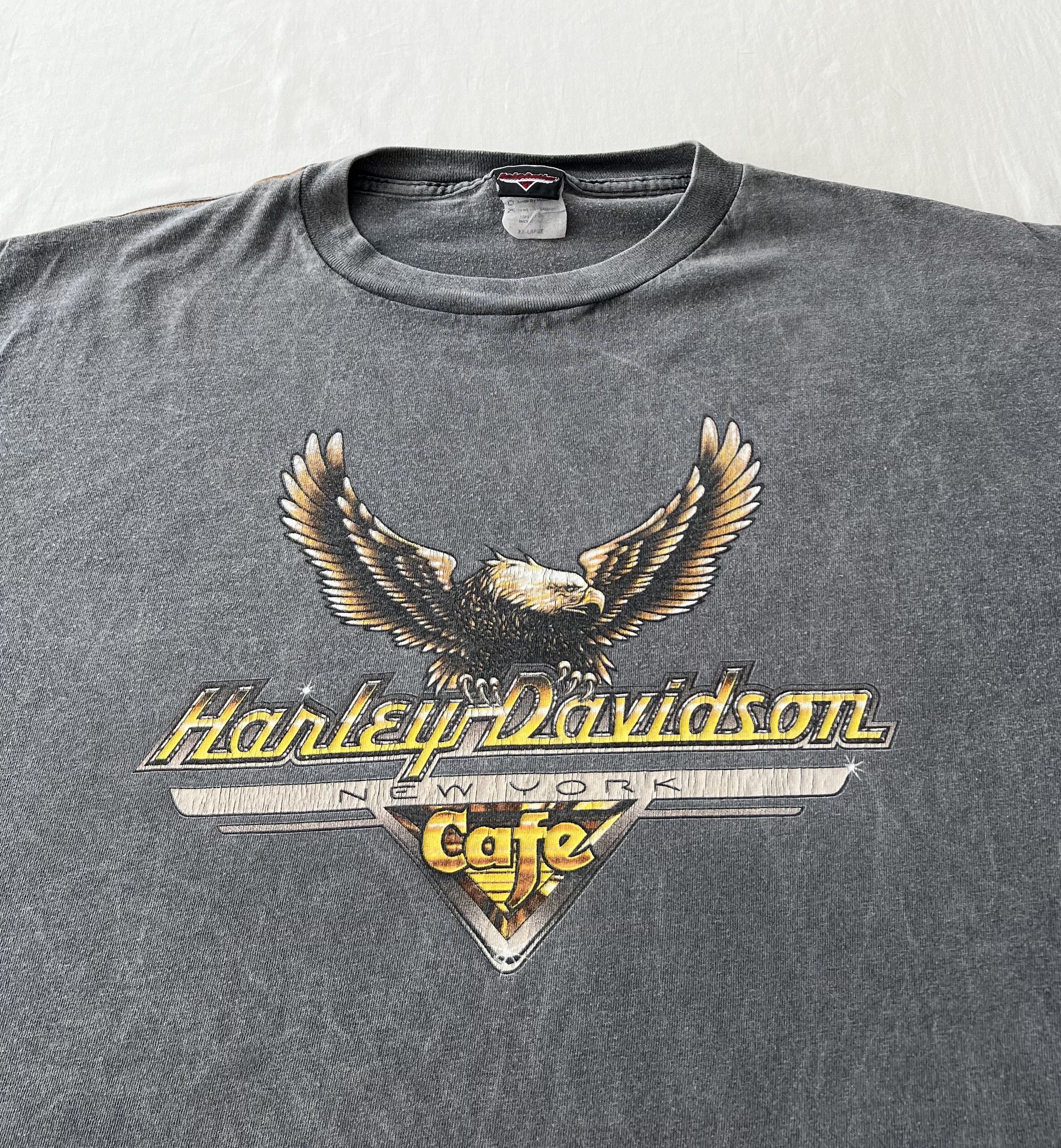 Harley Davidson Vintage 90s Harley Davidson Cafe New York Eagle T-shirt Size US XXL / EU 58 / 5 - 3 Thumbnail