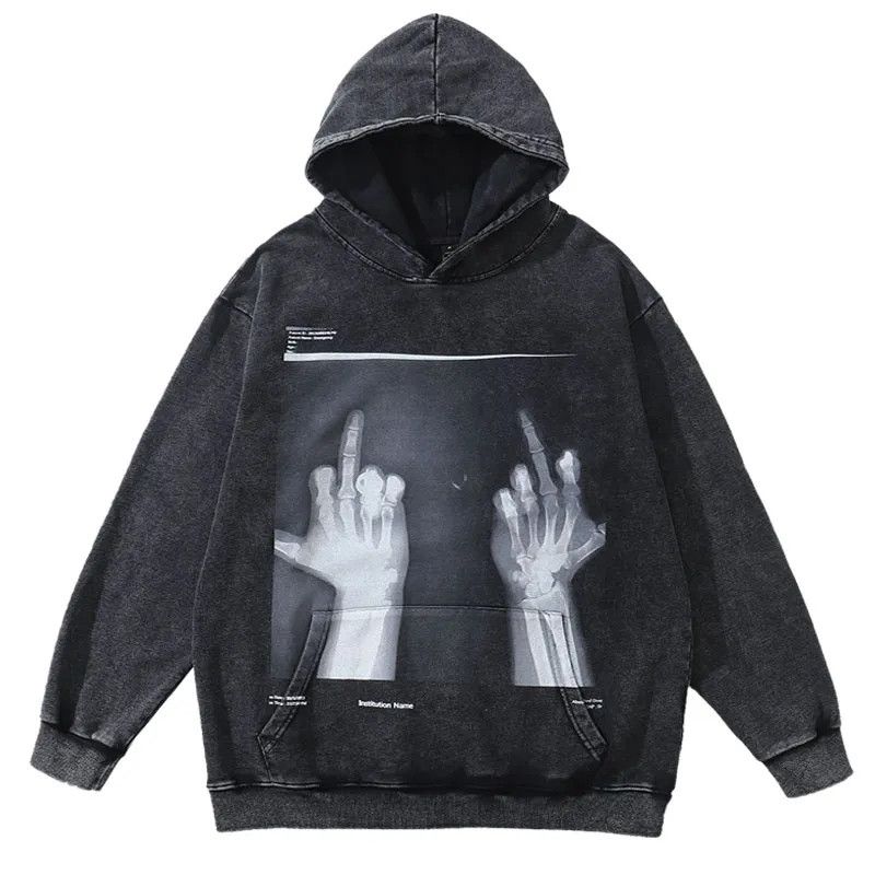 Japanese Brand × Vintage Xray Middle Finger 90s Design Oversized Hoodie Size US M / EU 48-50 / 2 - 1 Thumbnail