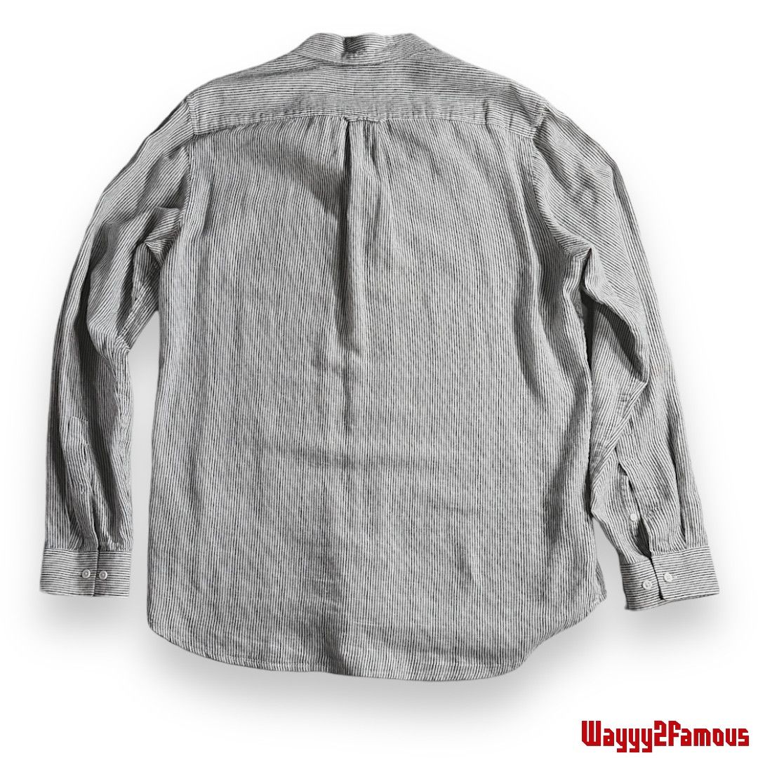 H&M Gray Strip Half-Button Up Size US M / EU 48-50 / 2 - 2 Thumbnail