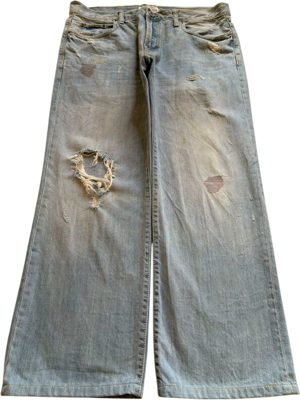 Aeropostale × Japanese Brand Vintage Japanese Brand Sashiko Style Rip Loose Baggy Jeans Size US 38 / EU 54 - 1 Thumbnail