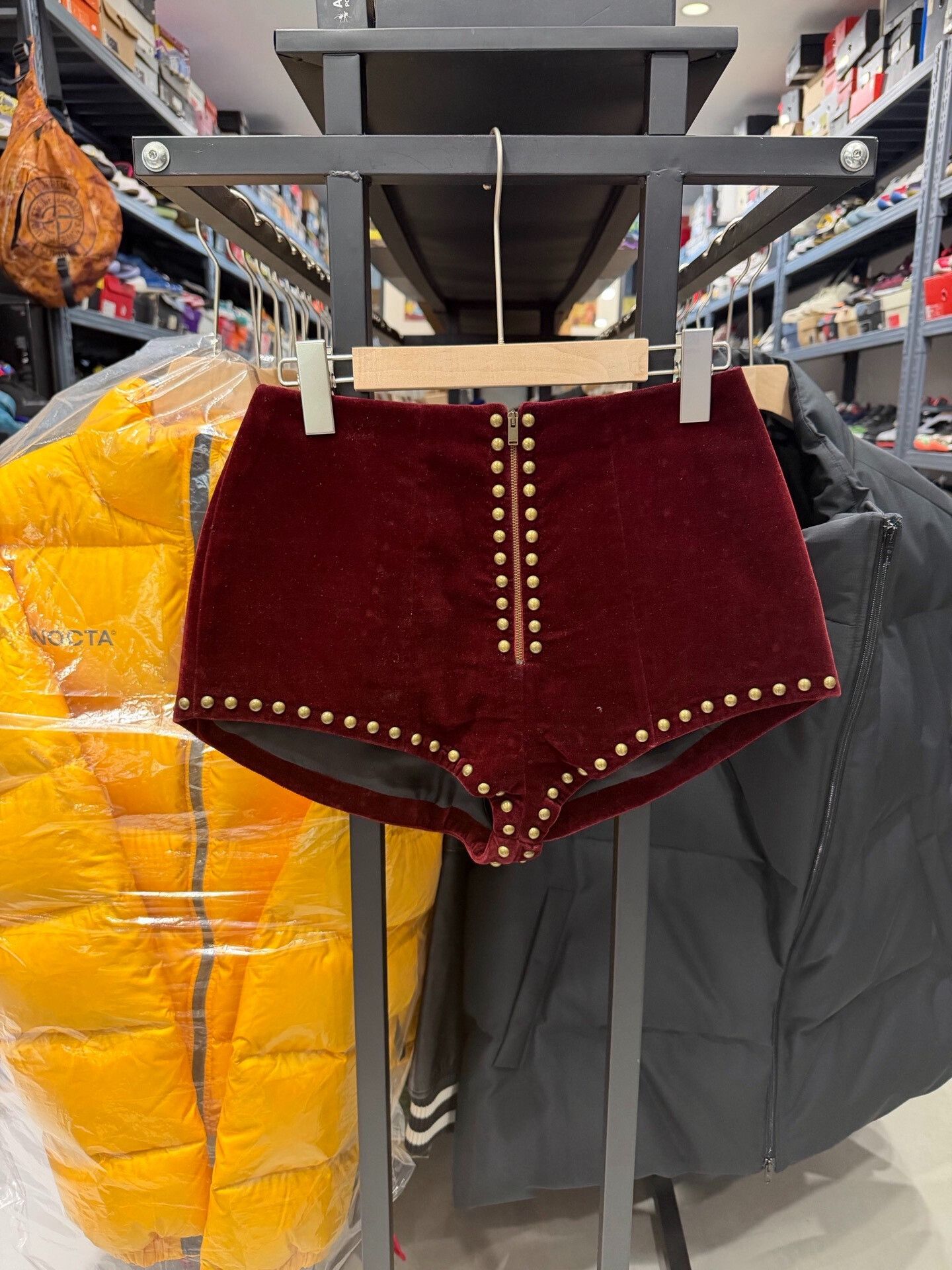Saint Laurent Velvet Studded Mini Shorts
