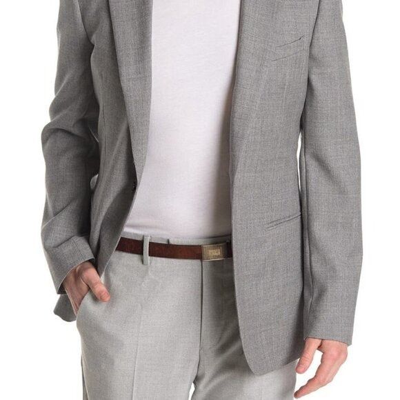 Reiss Reiss Mens Gray Peak Hopsack Woven Wool Blazer Suit Jacket S Size 40R - 11 Thumbnail