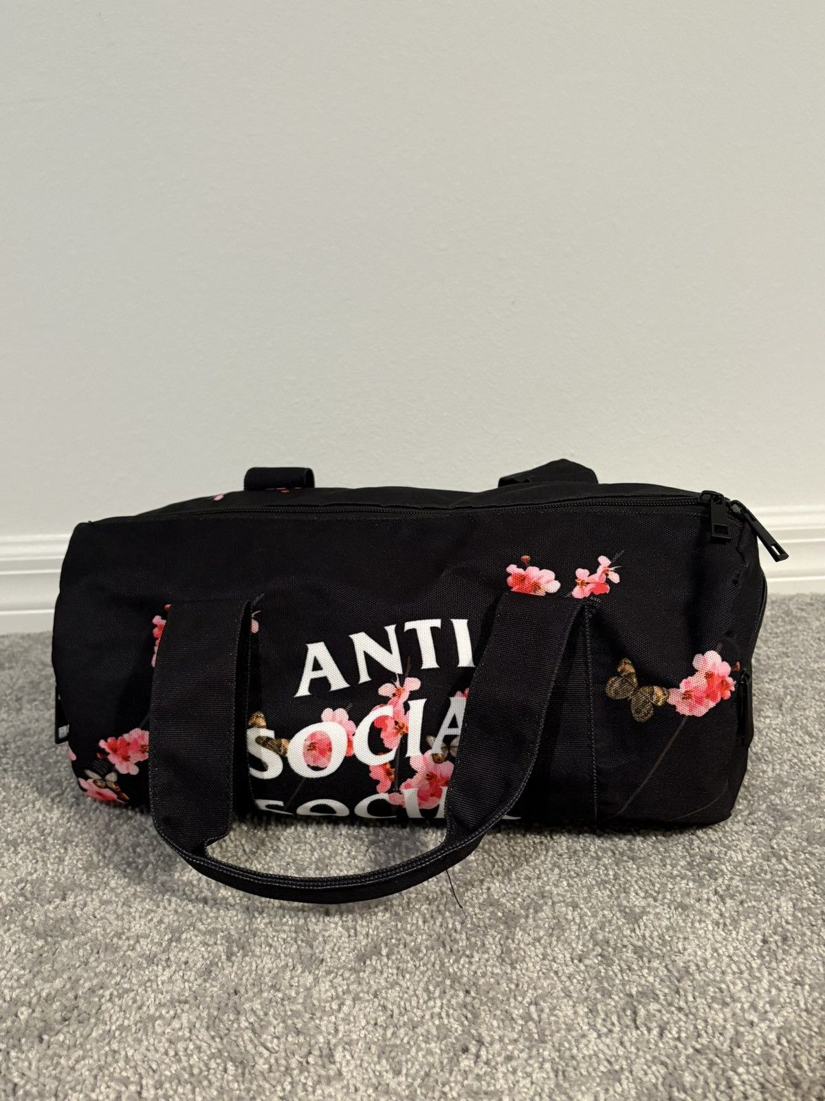 Anti Social Social Club Anti Social Club Kkotch Side Duffel Bag Black Cherry Blossom, Men's