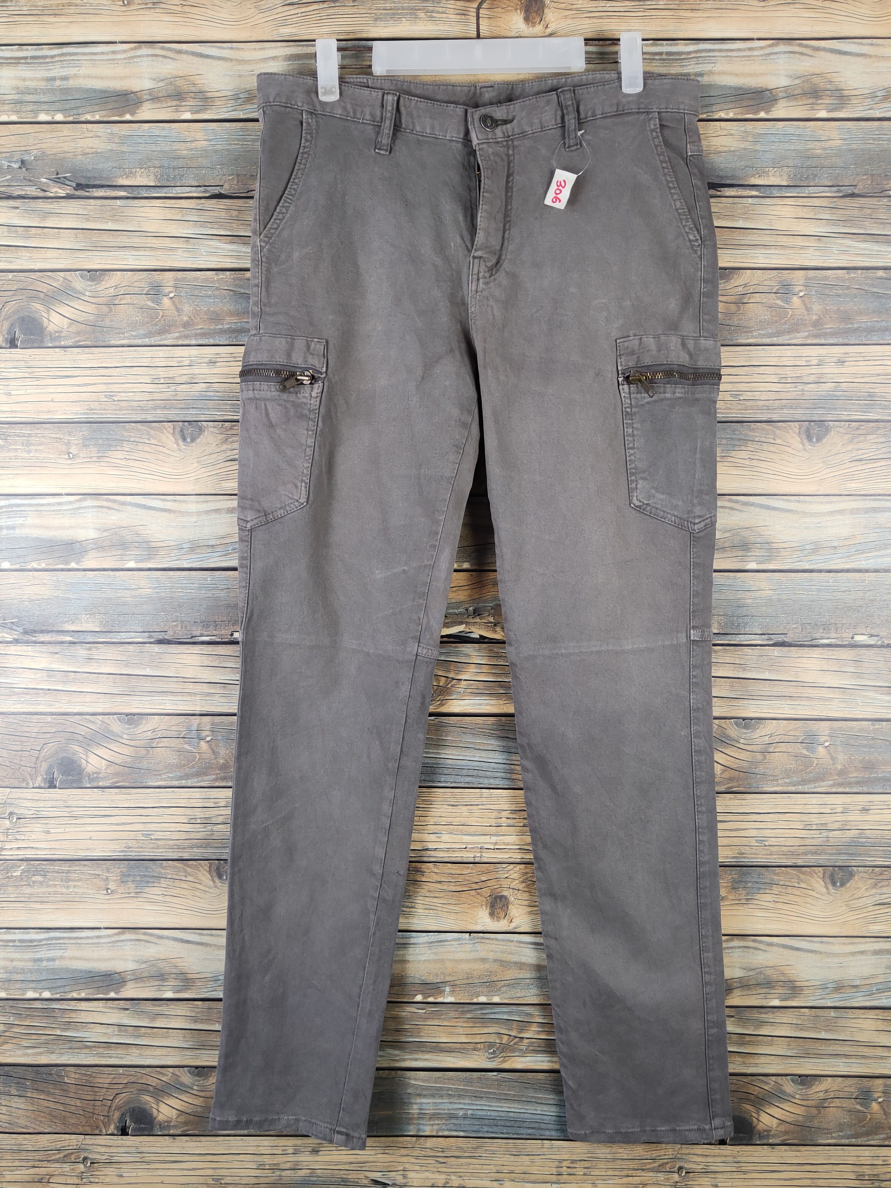 Japanese Brand DL Dcustom Dark Gray Faded Multipocket Cargo Pants #306 Size US 33 - 1 Thumbnail