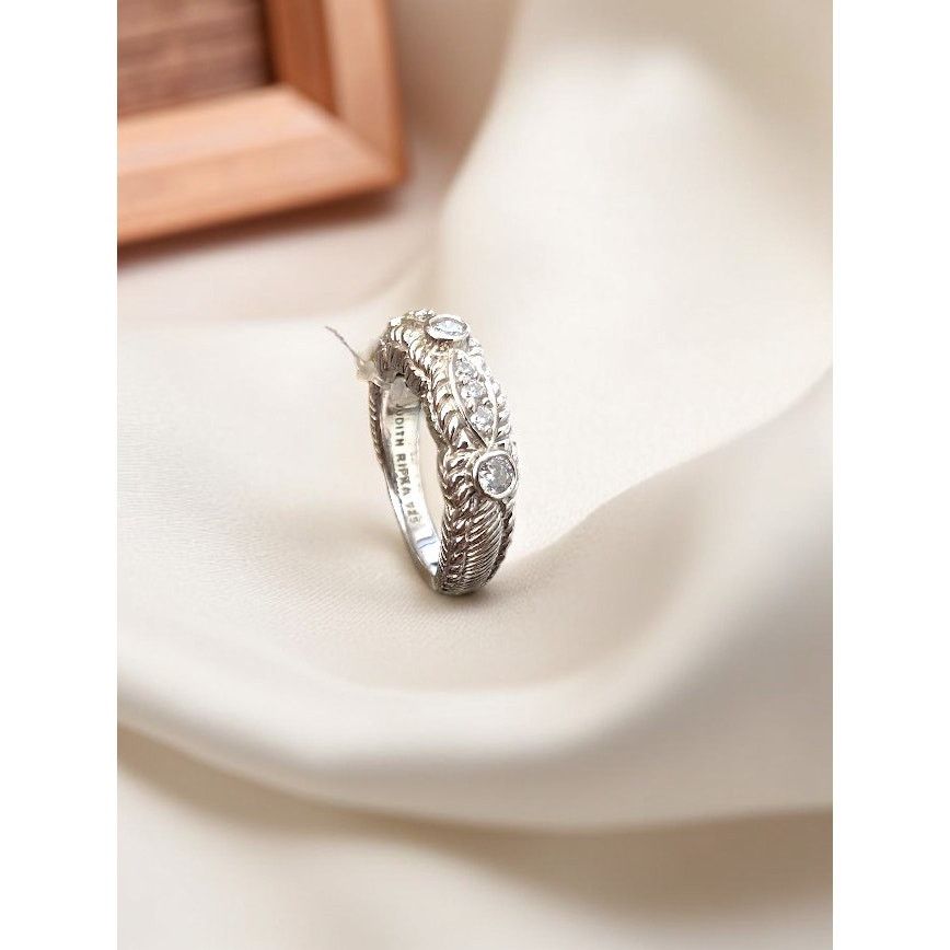 Other Judith Ripka Sterling Silver Rope CZ Eternity Ring EUC 5.5 Size ONE SIZE - 2 Thumbnail