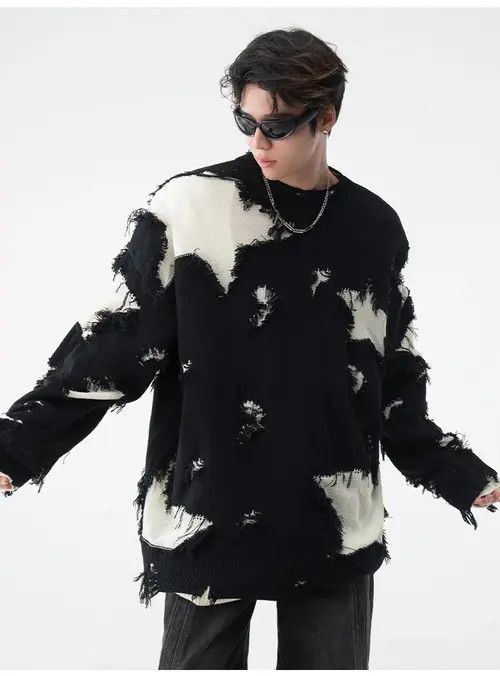 Japanese Brand Retro hip hop star distressed oversized sweater knitwear Size US L / EU 52-54 / 3 - 5 Thumbnail