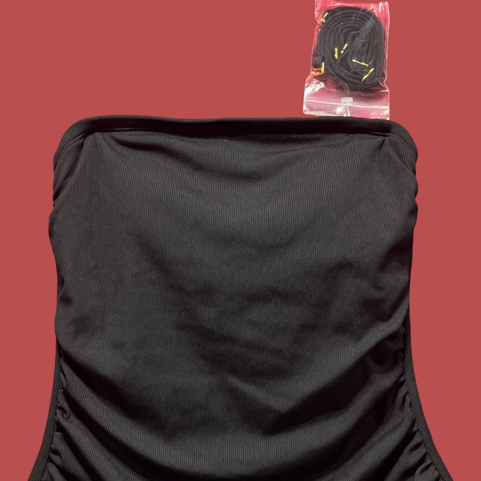 Other Shade & Shore - Women's Shirred Ribbed Bandeau Cheeky One Pi Size ONE SIZE - 16 Thumbnail