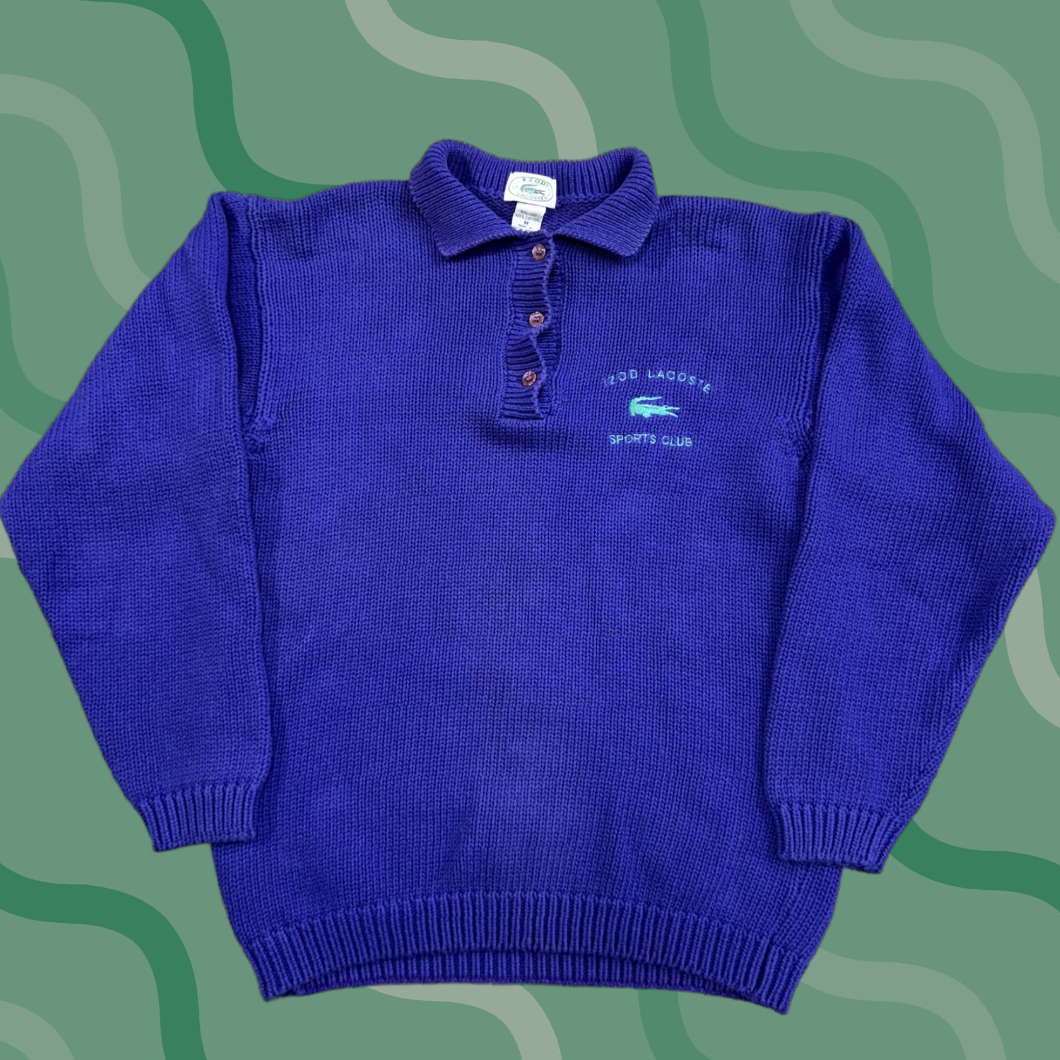 Izod VINTAGE Izod Lacoste Sweater Mens M Knit Pullover Collared Purple Solid 90s Sports Club Mens Size US M / EU 48-50 / 2 - 1 Thumbnail