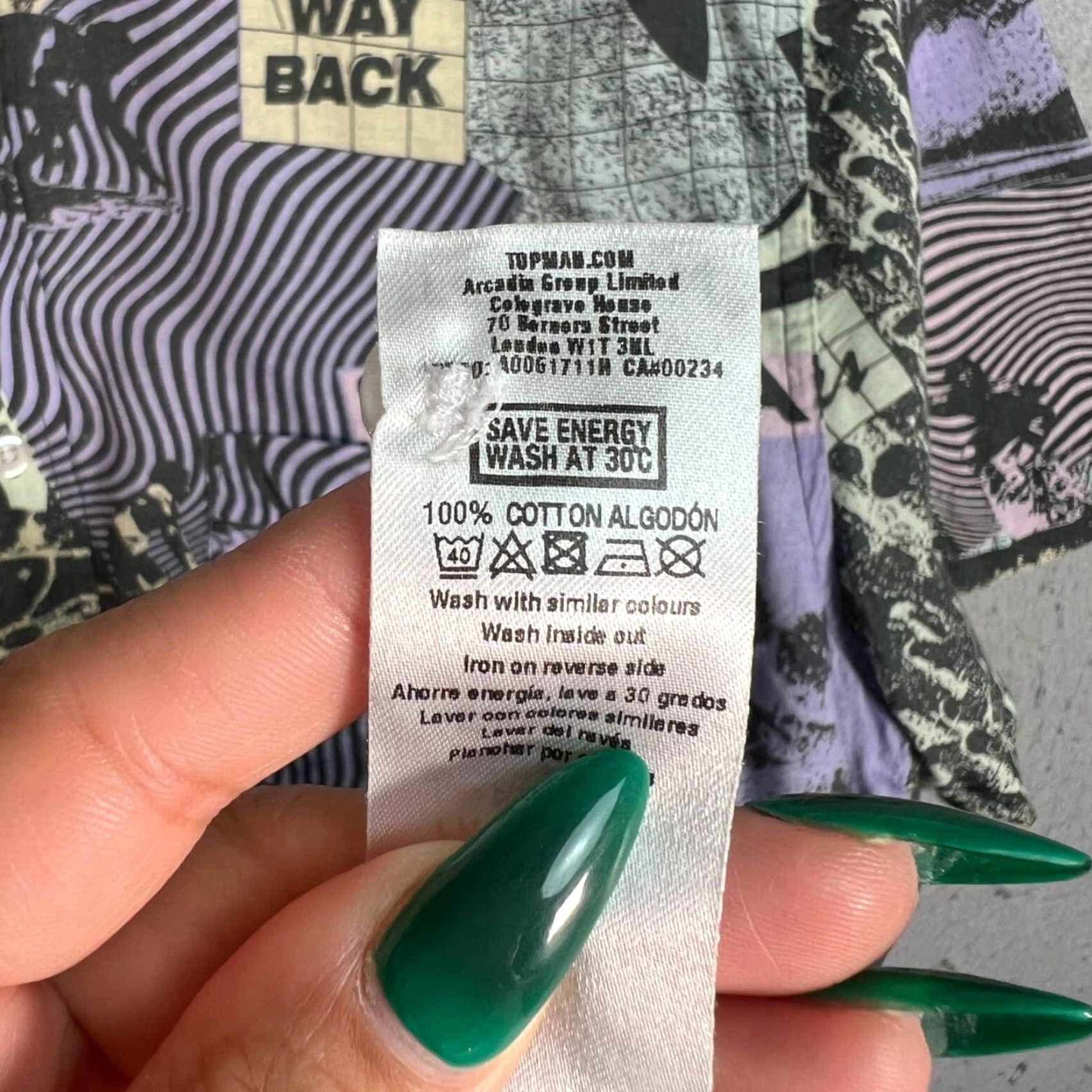 Topman VINTAGE Topman Graphic Print Button-Up Shirt Short Sleeve Adult Medium Purple Mens Size US M / EU 48-50 / 2 - 4 Thumbnail
