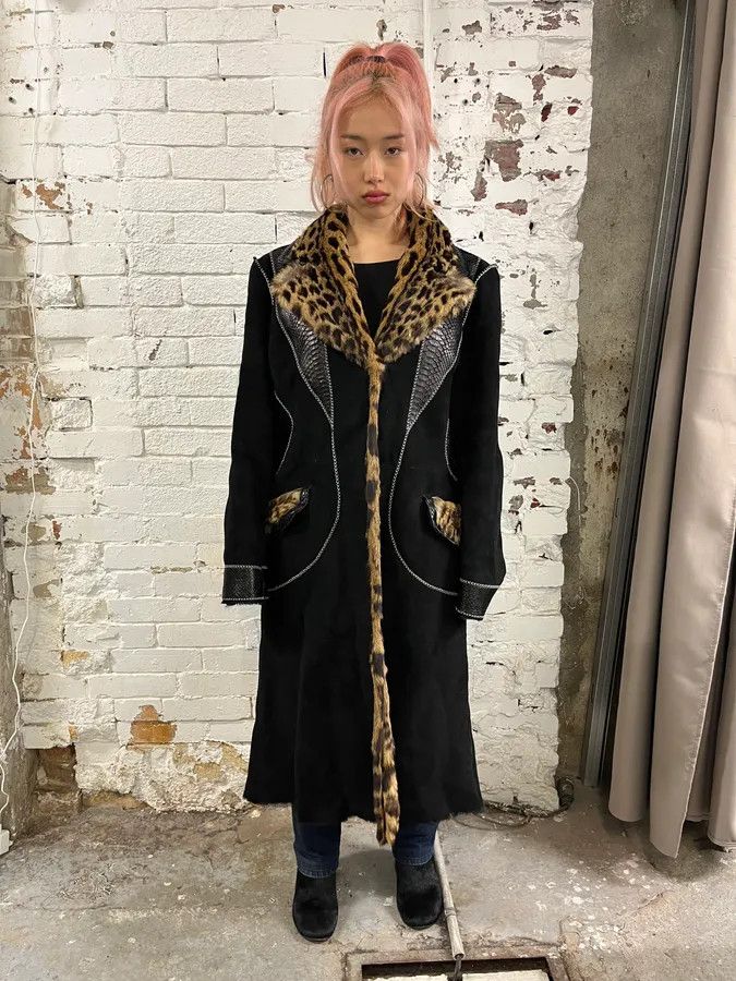 Roberto Cavalli 2000s Roberto Cavalli Sample Leopard Fur & Python Shearling Leather Long Coat Size US S / EU 44-46 / 1 - 2 Thumbnail