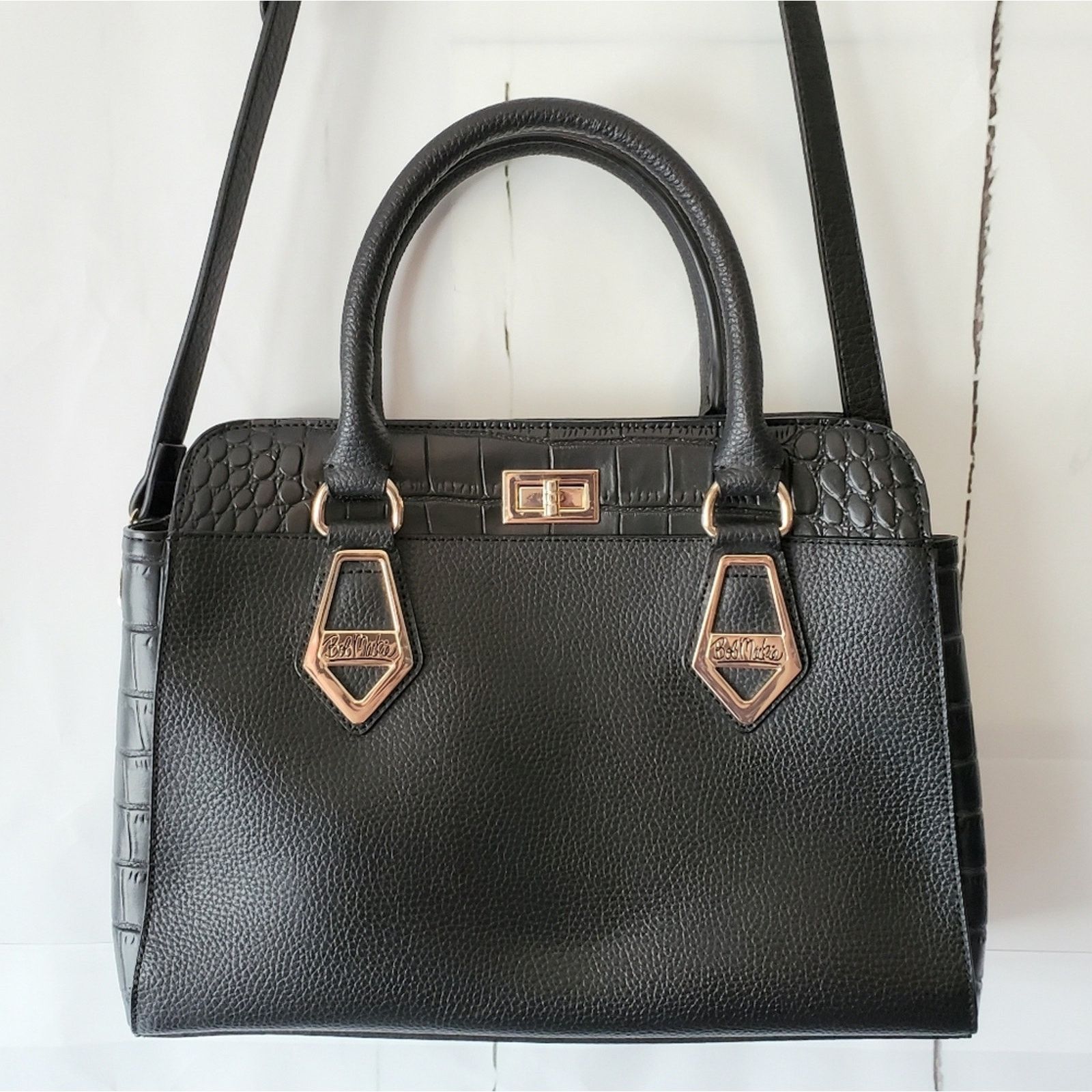 Designer Bob Mackie Rodeo Drive Croc Print Leather Satchel Handbag Size ONE SIZE - 2 Thumbnail