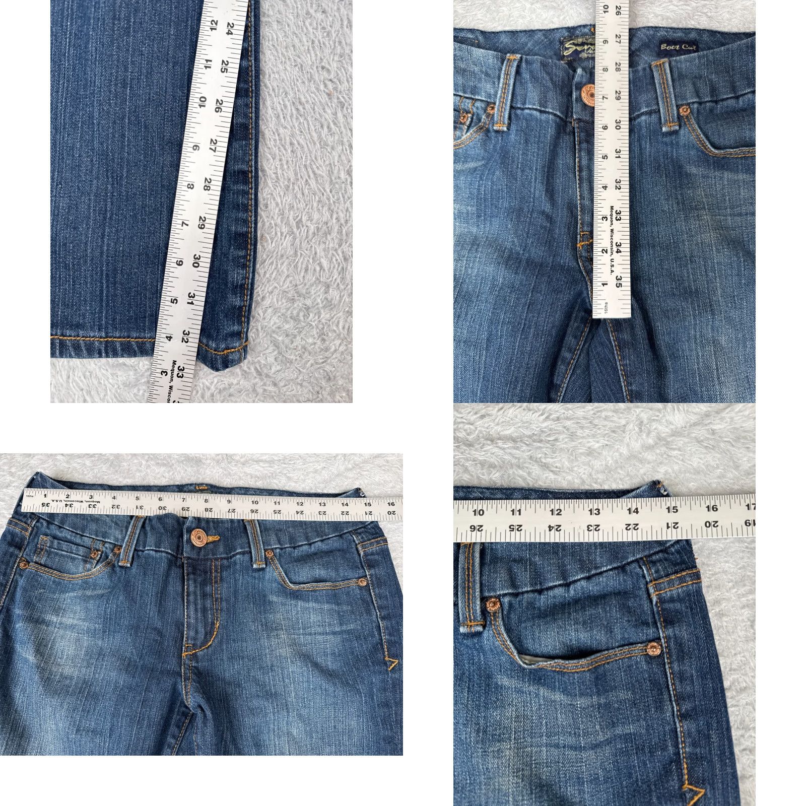 Vintage Seven7 Jeans Women Bootcut Low Rise 30 Blue Denim 32x31 Slim Bling Size 30" / US 8 / IT 44 - 8 Thumbnail