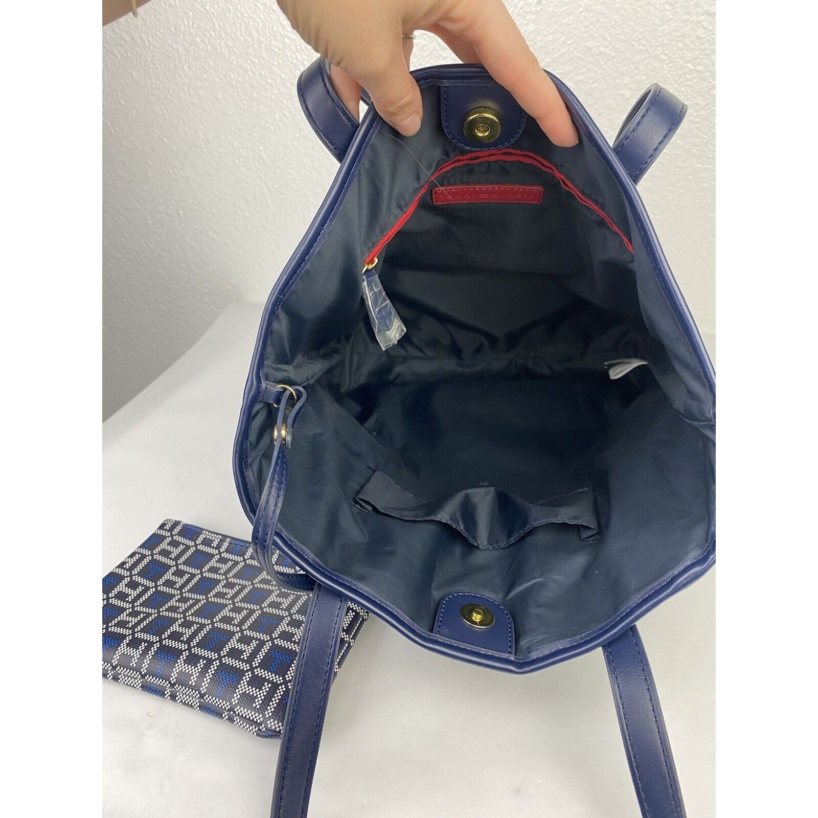 Tommy Hilfiger Tommy Hilfiger Blue Tote Logo Monogram Purse Shoulder Bag Size ONE SIZE - 16 Thumbnail