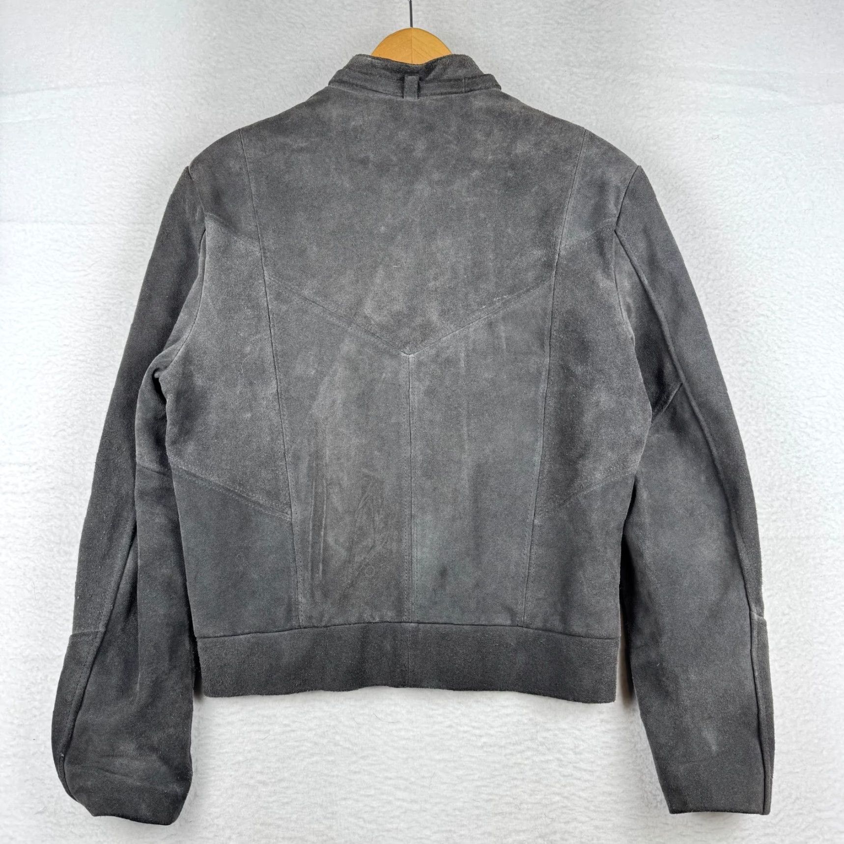 Vintage VINTAGE 80s Genuine Leather Full Zip Bomber Jacket Adult 42 Gray Suede Leather Bomber Jacket Mens Gray 42 Full Zip Leather Winter Spring Fall 1980s Size US XS / EU 42 / 0 - 7 Thumbnail