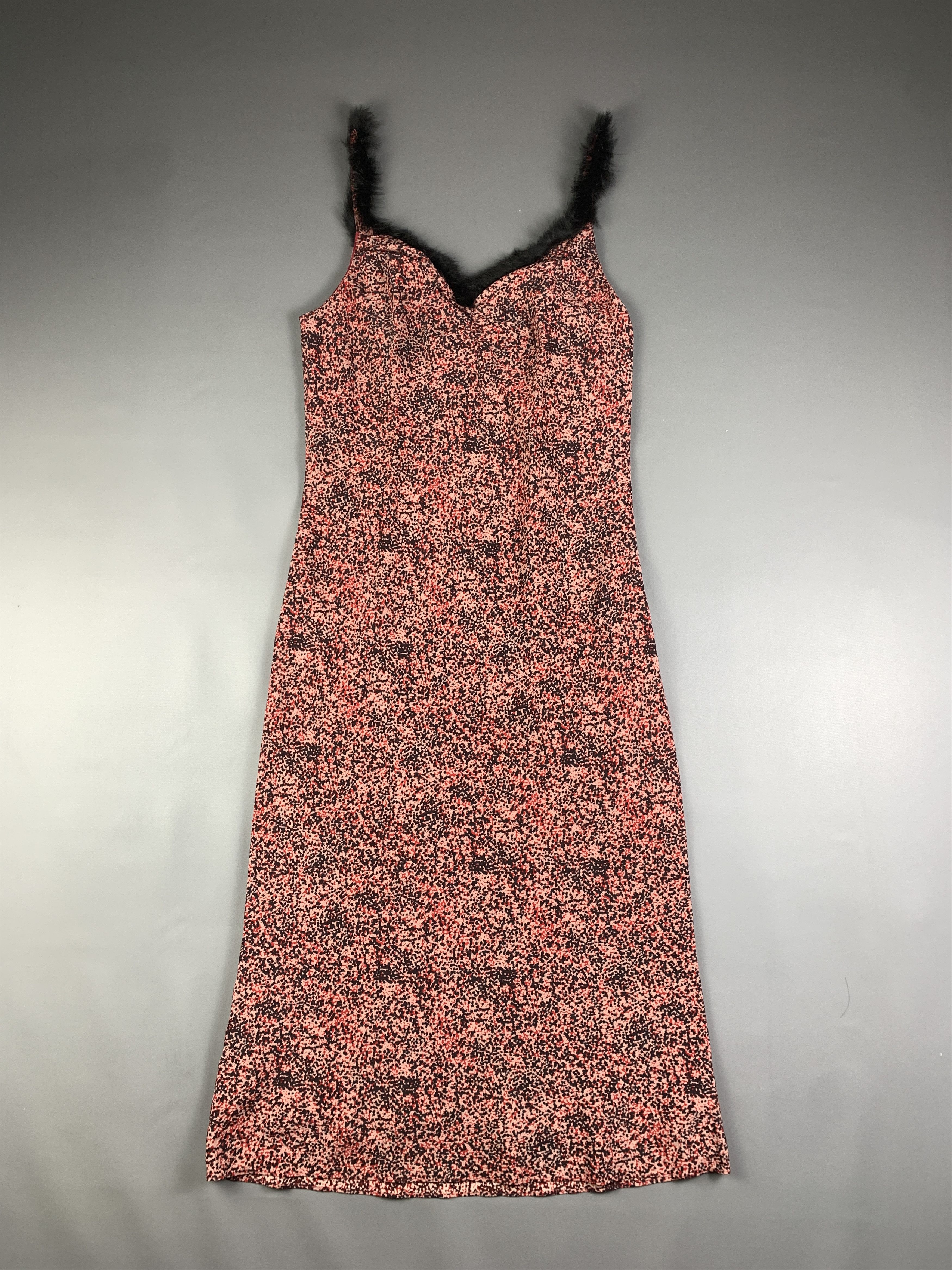Japanese Brand Vivayou Faux Fur Abstract Dot Slim Mesh Dress (S) Size S / US 4 / IT 40 - 1 Thumbnail