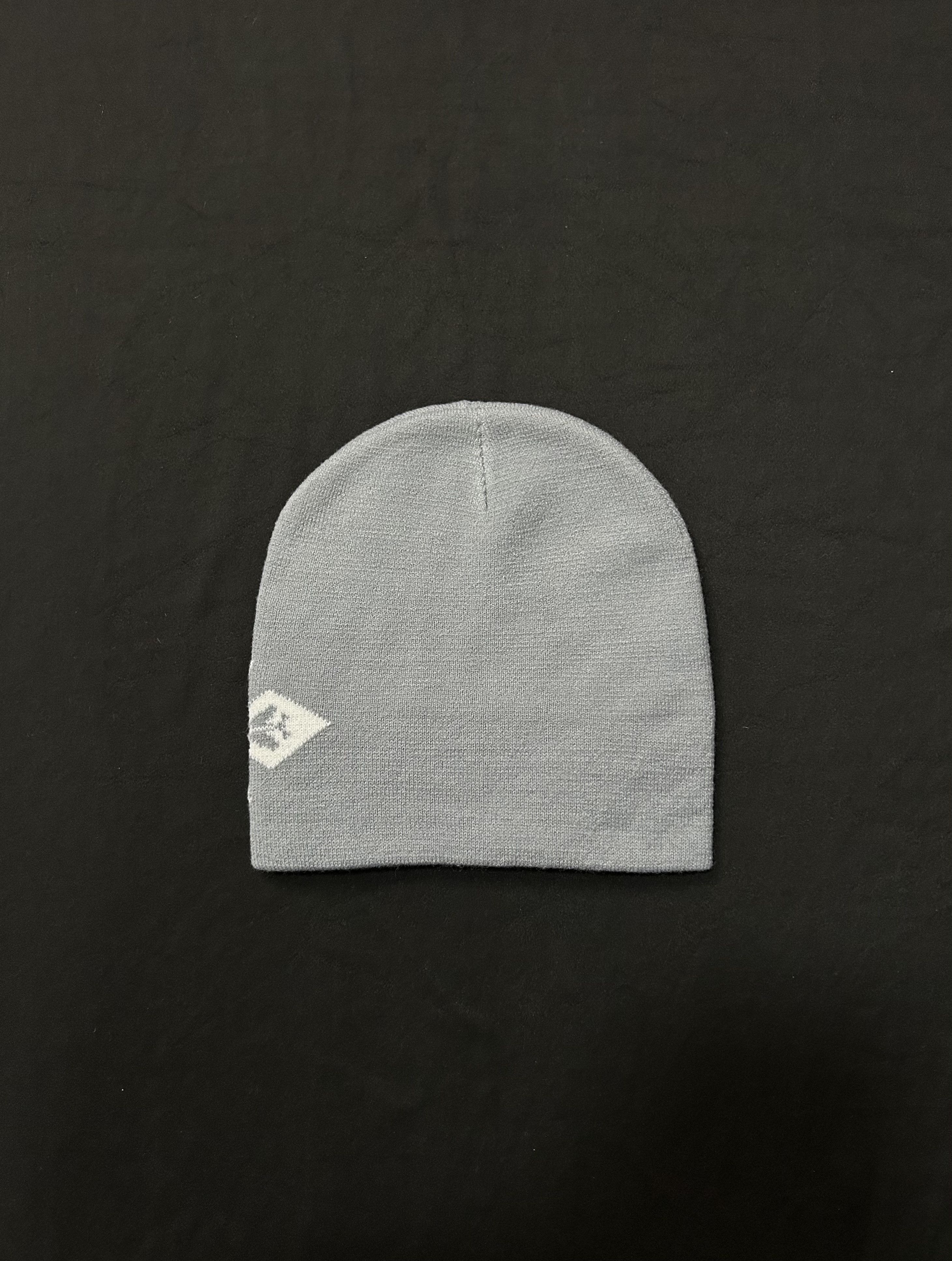 Japanese Brand Rare Double Crosses Graphic No Cuff Knit Beanie Grey Hat OS Size ONE SIZE - 4 Thumbnail