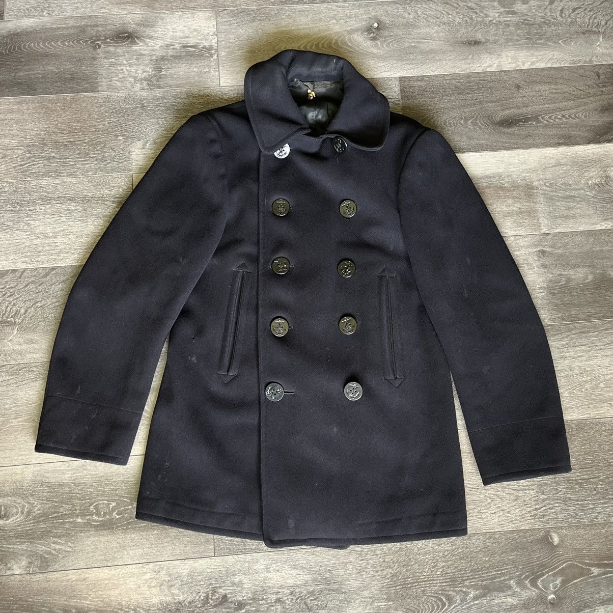 Naval Clothing Factory True Vintage 1940s WW2 World War 2 Navy Wool Peacoat Jacket Size US S / EU 44-46 / 1 - 1 Thumbnail