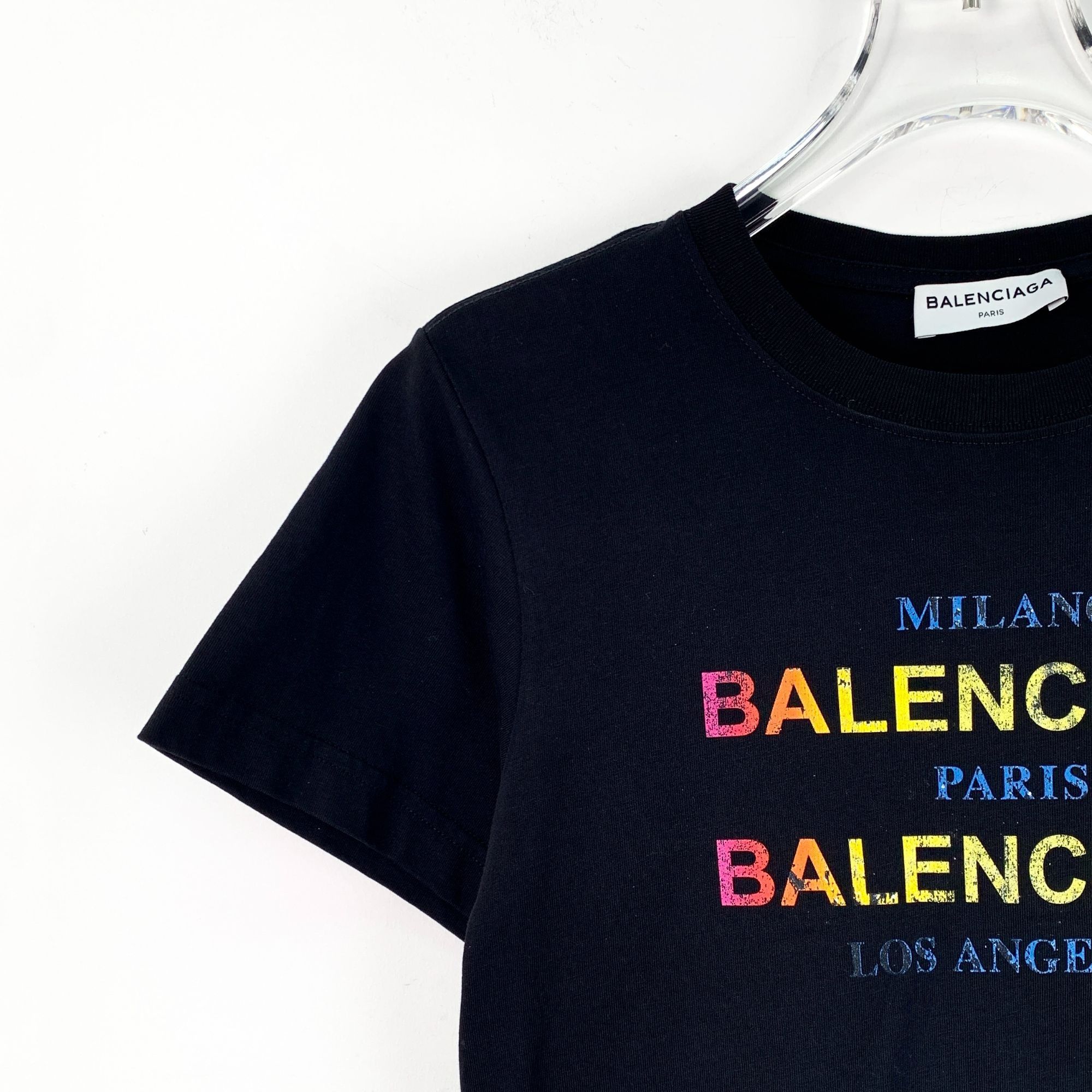 Balenciaga Balenciaga Black Multicolor Letter Print Cotton T-Shirt Size Size S / US 4 / IT 40 - 7 Thumbnail