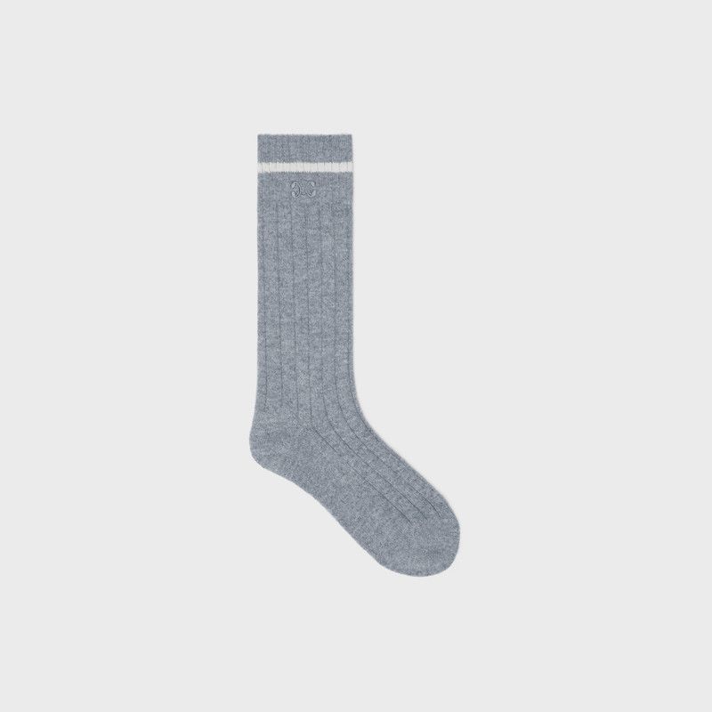 Celine o1w1db11225 2A43V290Q Size: S / Triomphe Socks in Grey Size ONE SIZE - 1 Thumbnail