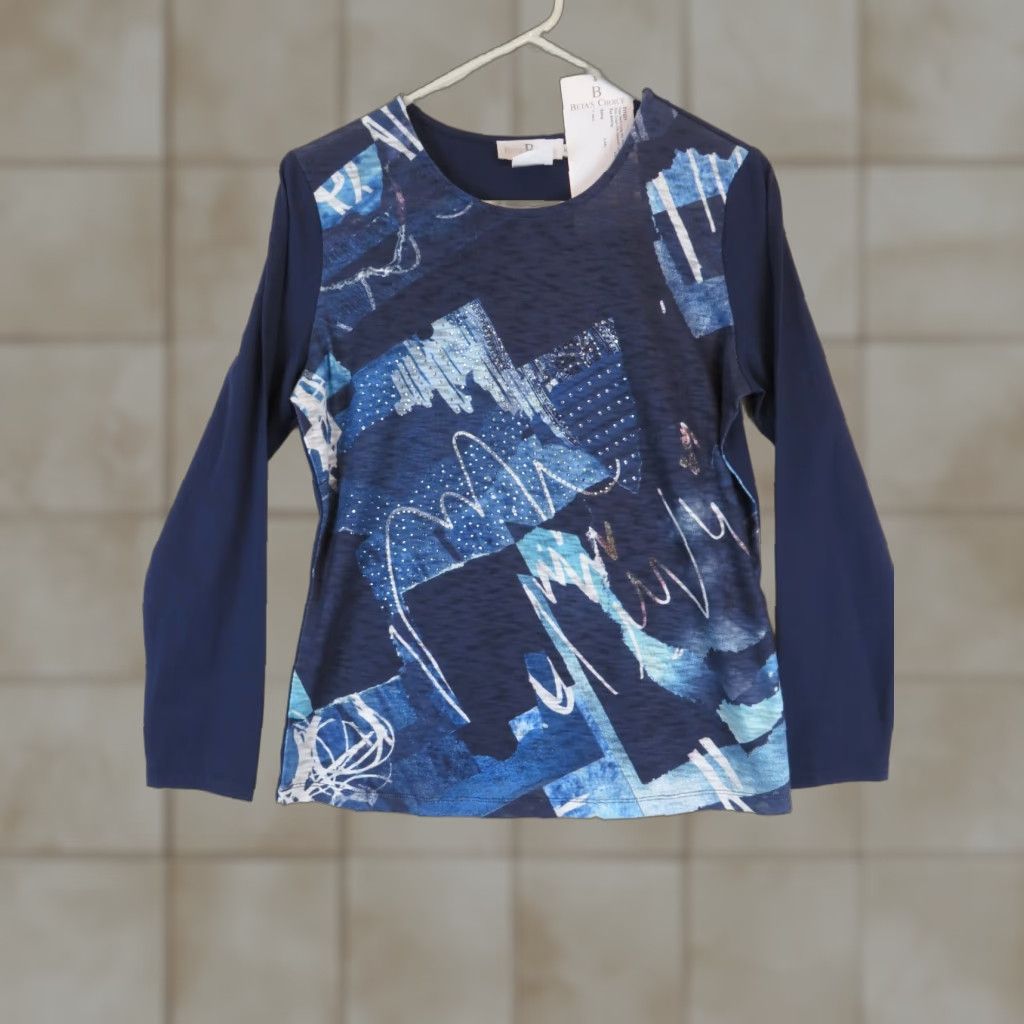 Vintage VINTAGE Beta's Choice WOMEN'S M Blue print LONG SLEEVE SHIRT Size M / US 6-8 / IT 42-44 - 1 Thumbnail