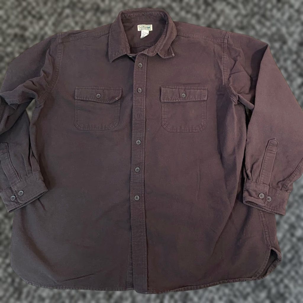 Vintage LL Bean Button-Up Shirt Mens 2XL Brown Long Sleeve Heavyweight Flannel Pockets Workwear Casual Outdoor Size US XXL / EU 58 / 5 - 1 Thumbnail
