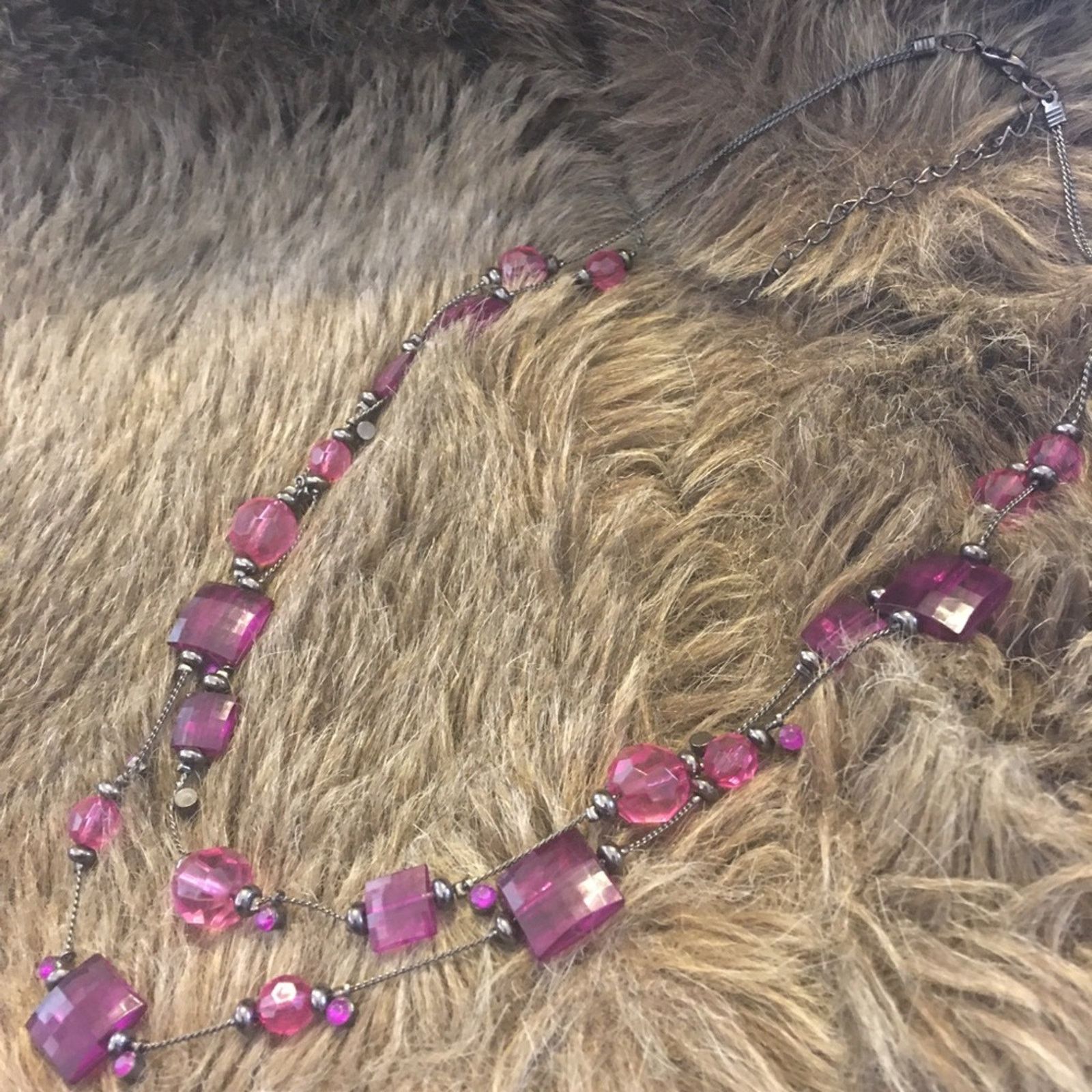 Jewelry Layered double strand faceted bead chrome necklace Size ONE SIZE - 7 Thumbnail