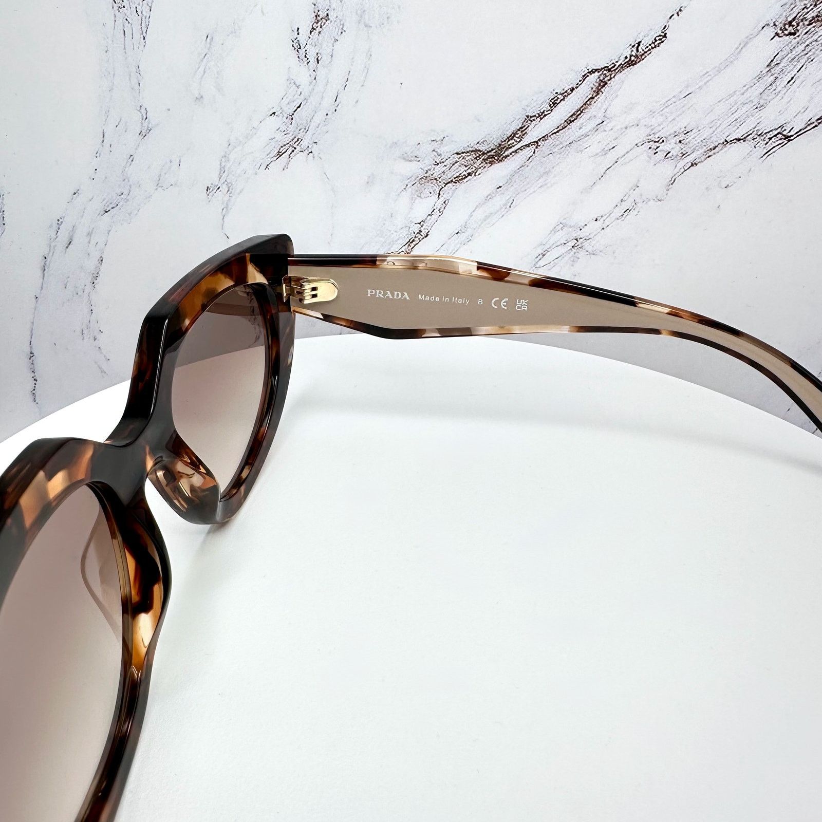 Prada PRADA Sunglasses Brown Tortoise Caramel Gold Symbole Oval Size ONE SIZE - 11 Thumbnail