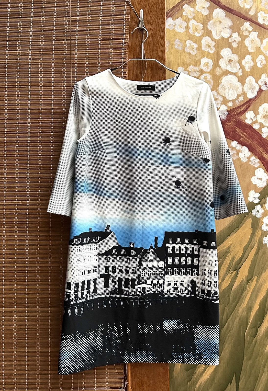 Robe Cop Copine Taille 36 - Motifs Fleurs Crème/gris/parme, Rubans Soie - Occasion Très Bon état