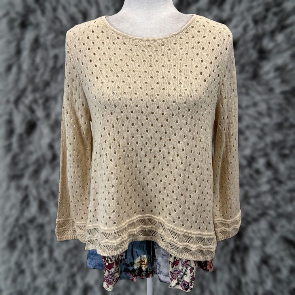 Vintage John Mark Women's Sweater Small Ivory Knit Crew Neck Pullover Cotton Blend Size S / US 4 / IT 40 - 1 Thumbnail
