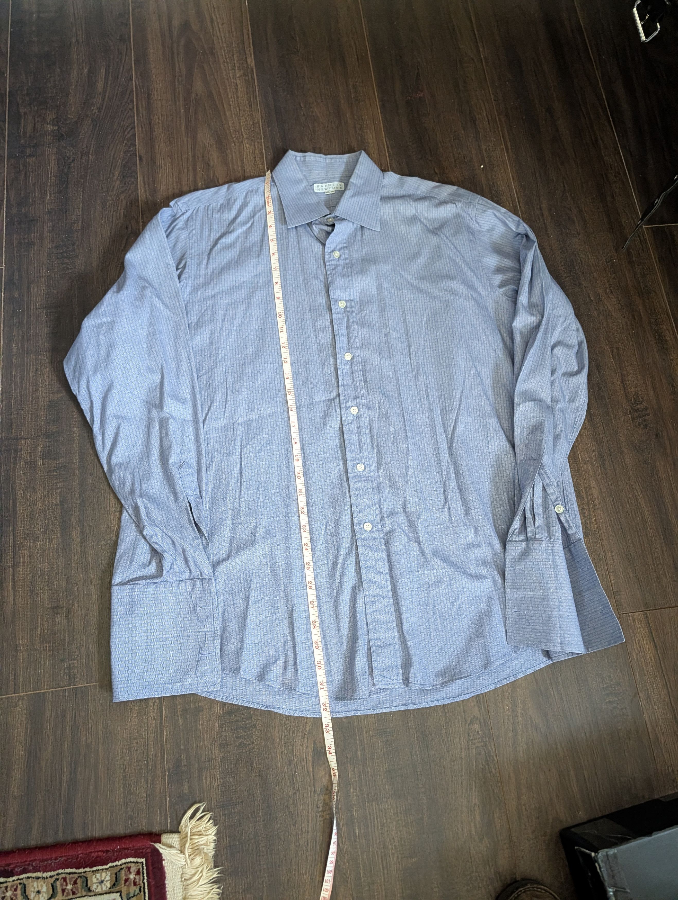 Barneys New York VTG blue patterned made in USA cotton French cuff shirt Size US XL / EU 56 / 4 - 14 Thumbnail