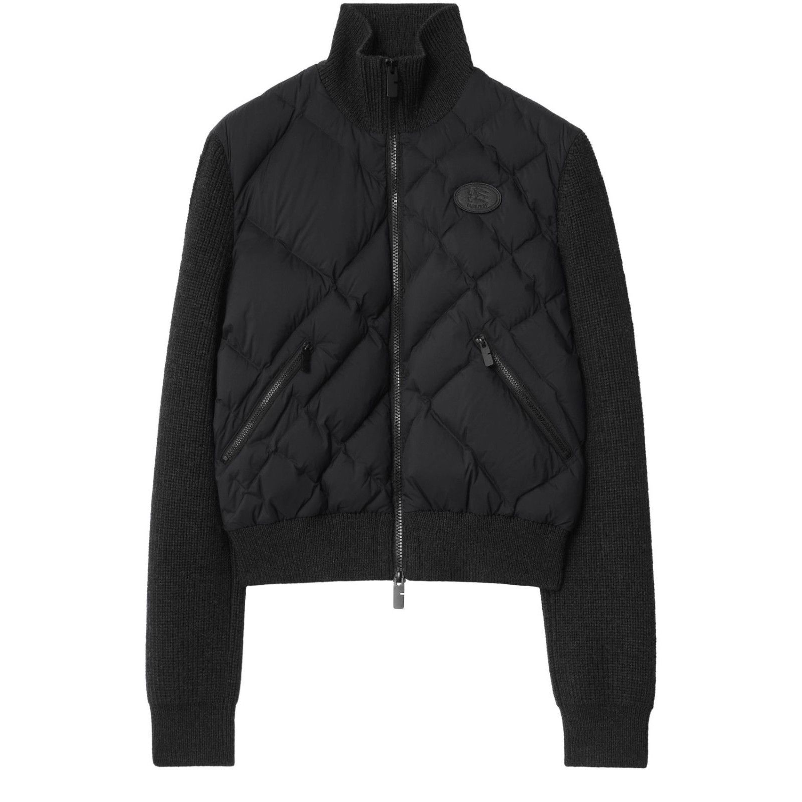 BURBERRY Black Check-stitch Nylon and Wool Jacket New & Auth