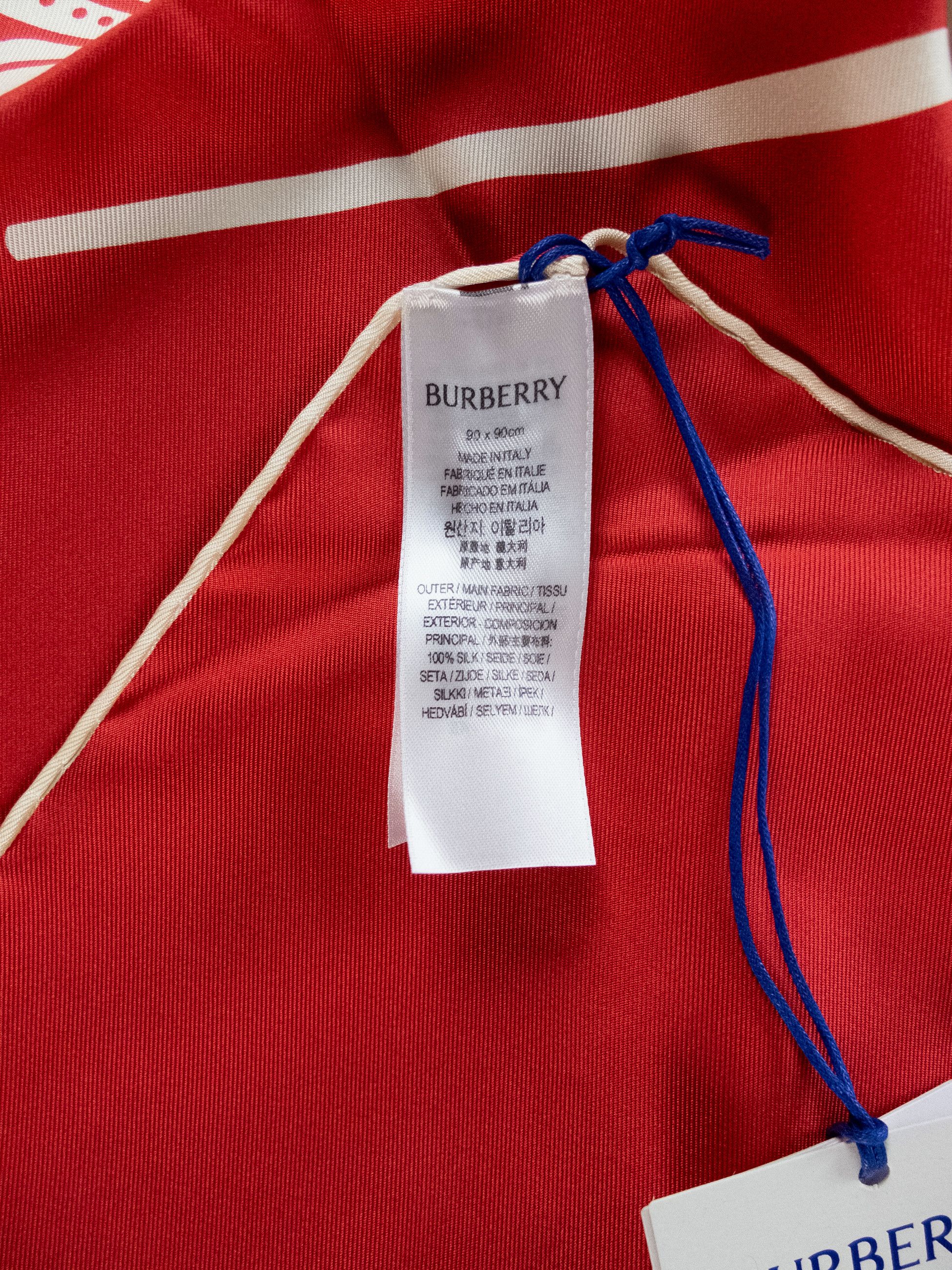 Burberry BURBERRY red white EKD knight logo print square silk scarf Size ONE SIZE - 3 Thumbnail