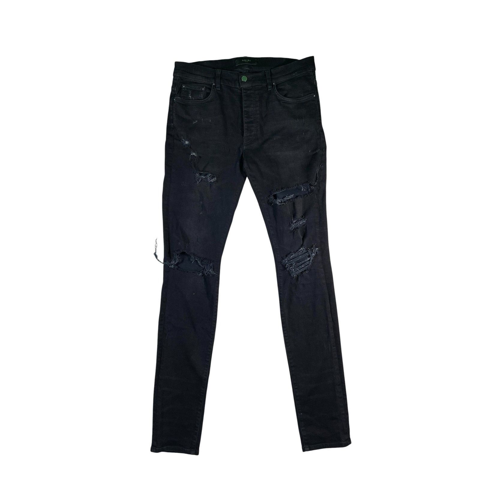 Amiri Amiri Black Knee Rip Thrasher Jeans Size US 34 / EU 50 - 1 Thumbnail