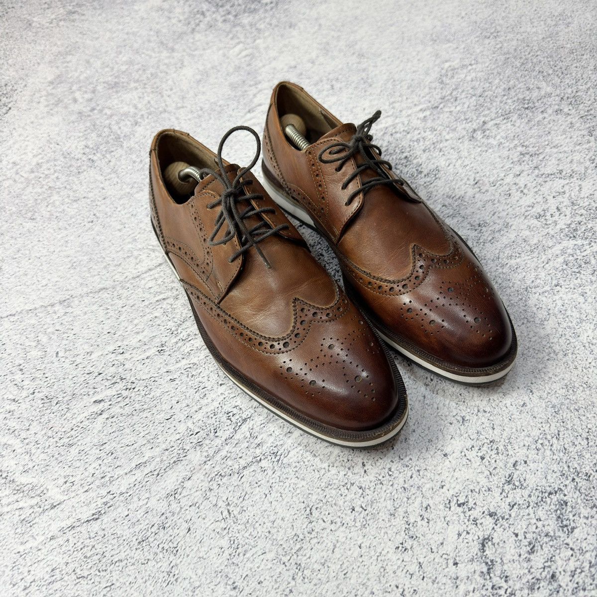 Designer × Mercedes-Benz Mercedes Mens Brown Leather Derbies US9 UK8 EU42 27cm Size US 9 / EU 42 - 3 Thumbnail