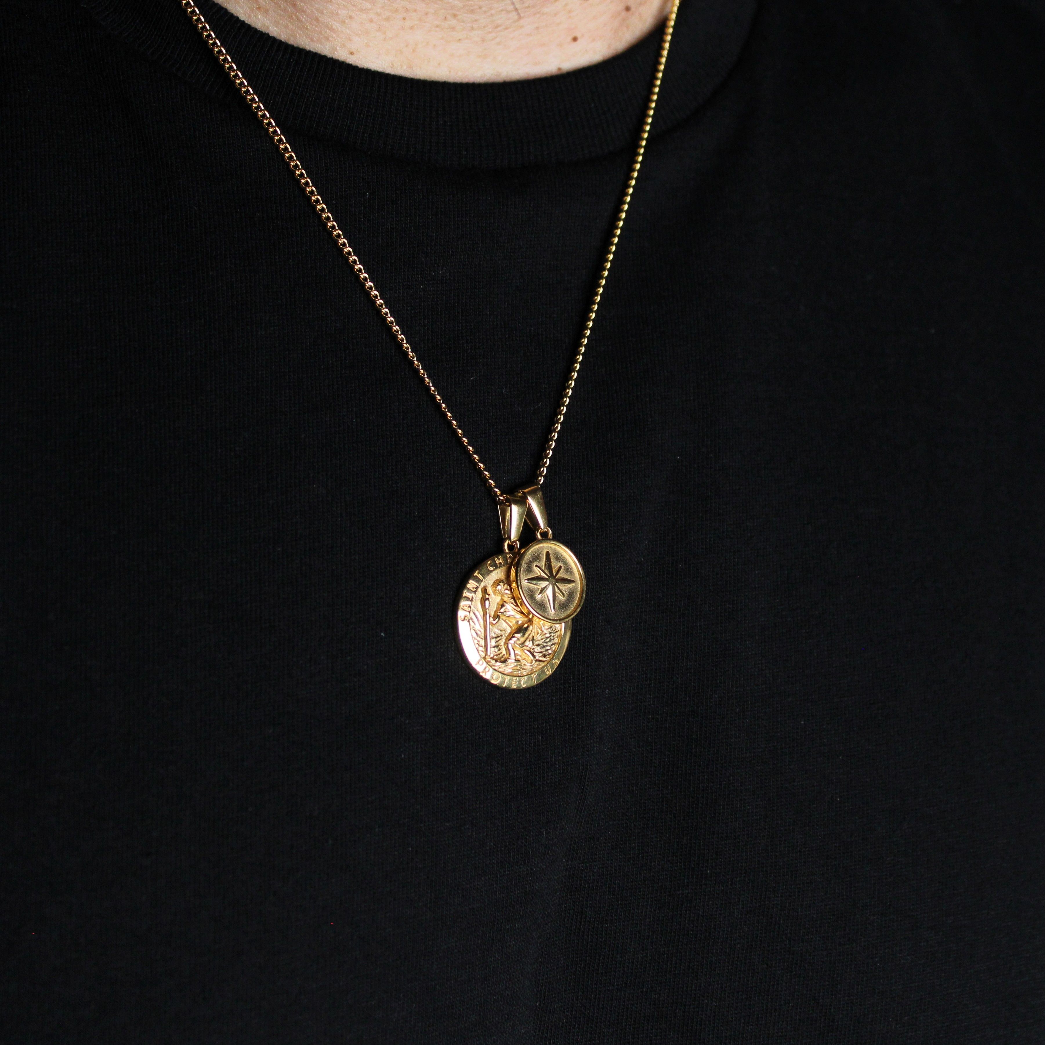 Jewelry Gold Saint Christopher & North Star Pendant Necklace Set Size ONE SIZE - 3 Thumbnail