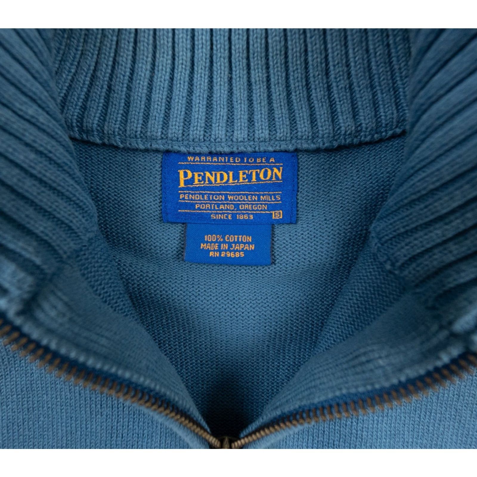 Pendleton Pendleton Mens Sweater 1/4 Zip Pullover Knit Cotton Blue Small Mock Neck Long Sleeve Regular Fit Vintage? No Size US S / EU 44-46 / 1 - 6 Thumbnail