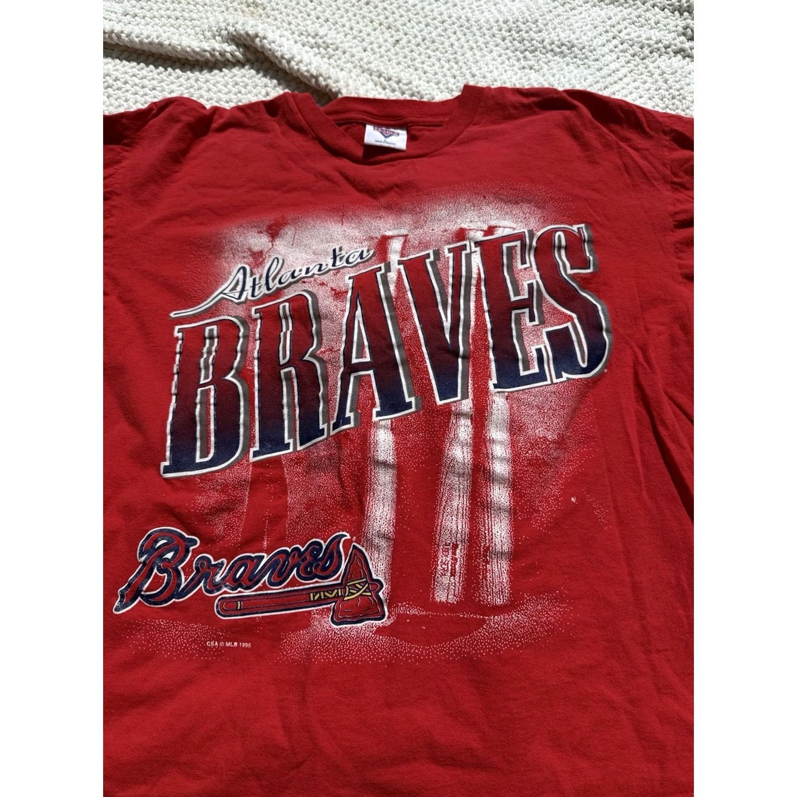 Vintage VINTAGE 1995 Atlanta Braves red cotton T-Shirt Baseball L Mens Size US L / EU 52-54 / 3 - 3 Thumbnail