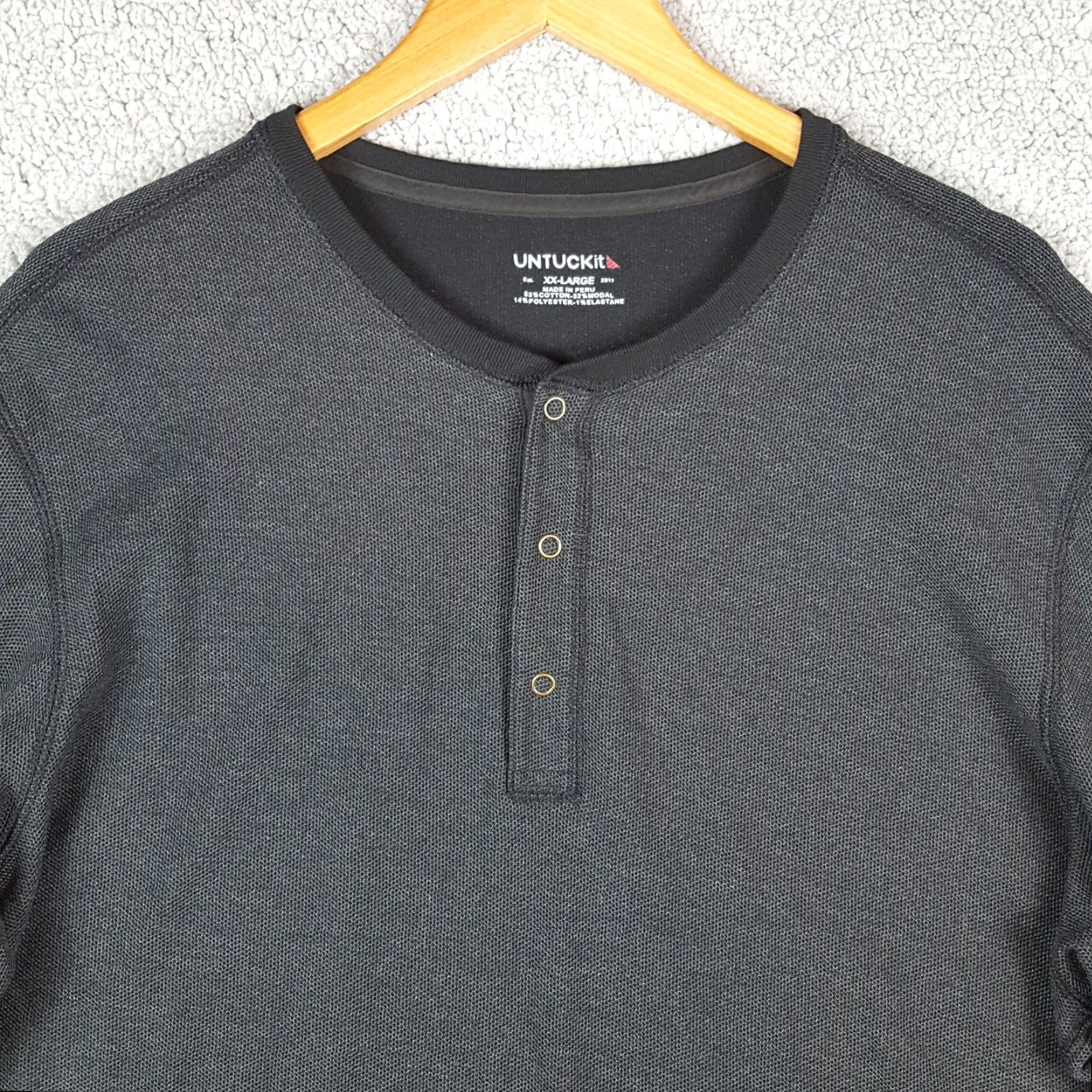 UNTUCKit UNTUCKit Schrock Henley Long Sleeve Gray Men's 2XL T Shirt Pullover XXL 2XL Size US XXL / EU 58 / 5 - 3 Thumbnail