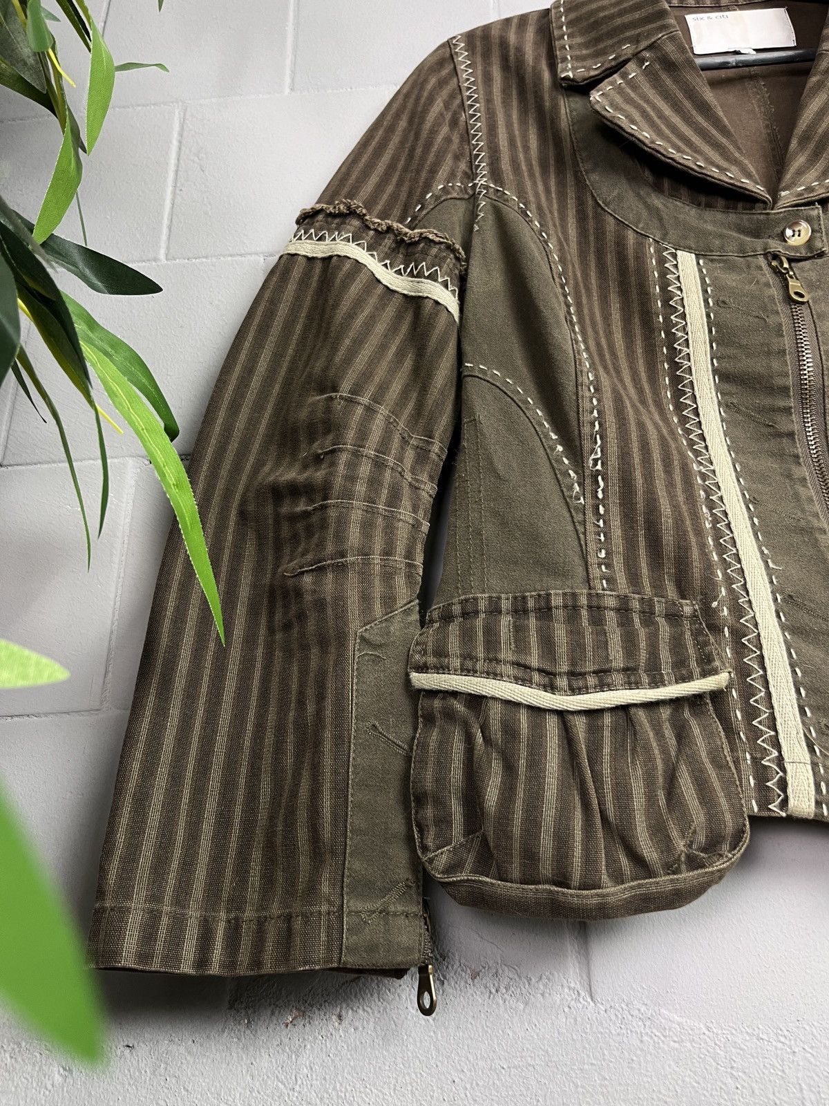 Vintage RECONSTRUCTED SASHIKO HEAVY COTTON BLAZER JACKET - 2400 Size M / US 6-8 / IT 42-44 - 3 Thumbnail