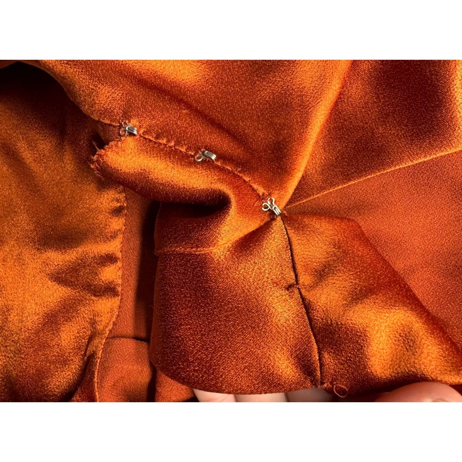 Vintage VINTAGE Womens Blazer Shirt Satin Peplum Lace Orange 16in Pit to Pit 22in Length Small Womens Size S / US 4 / IT 40 - 3 Thumbnail