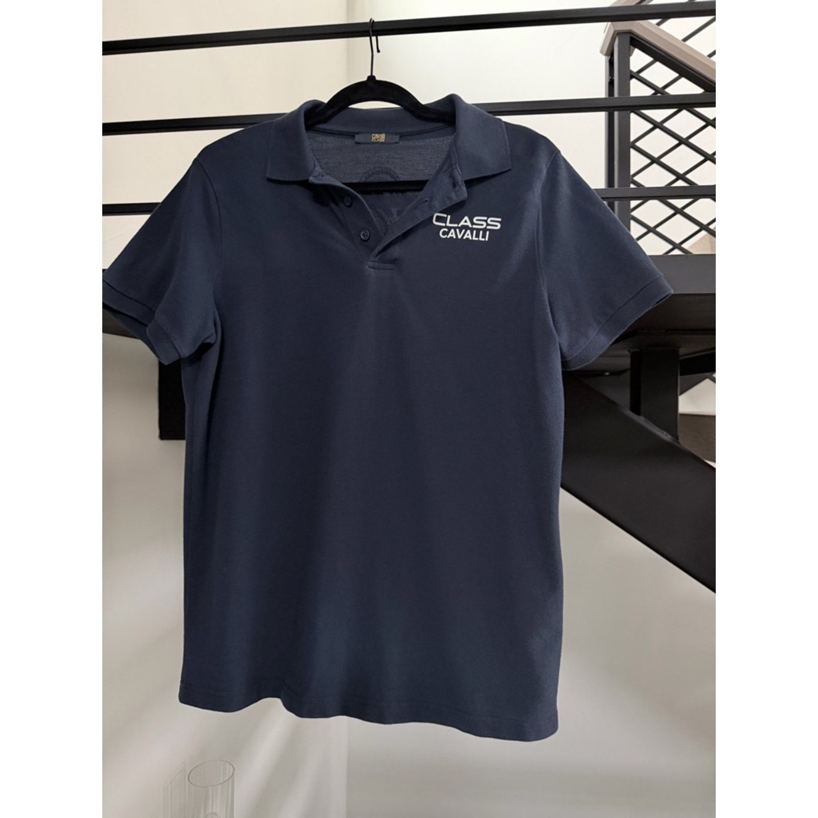 Cavalli Class Mens Cavalli Class Navy Polo with White Snake size M Size US M / EU 48-50 / 2 - 4 Thumbnail