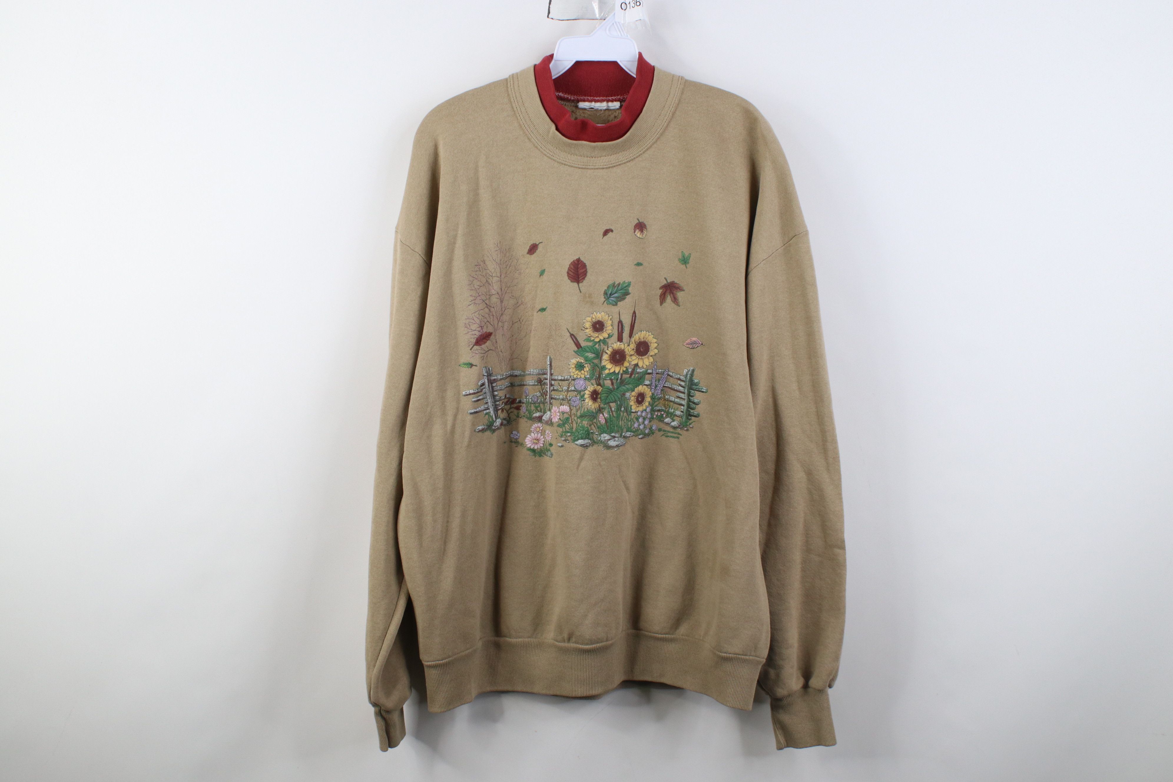 Vintage Vintage 90s Streetwear Nature Leaf Garden Flower Sweatshirt Size XL / US 12-14 / IT 48-50 - 1 Thumbnail