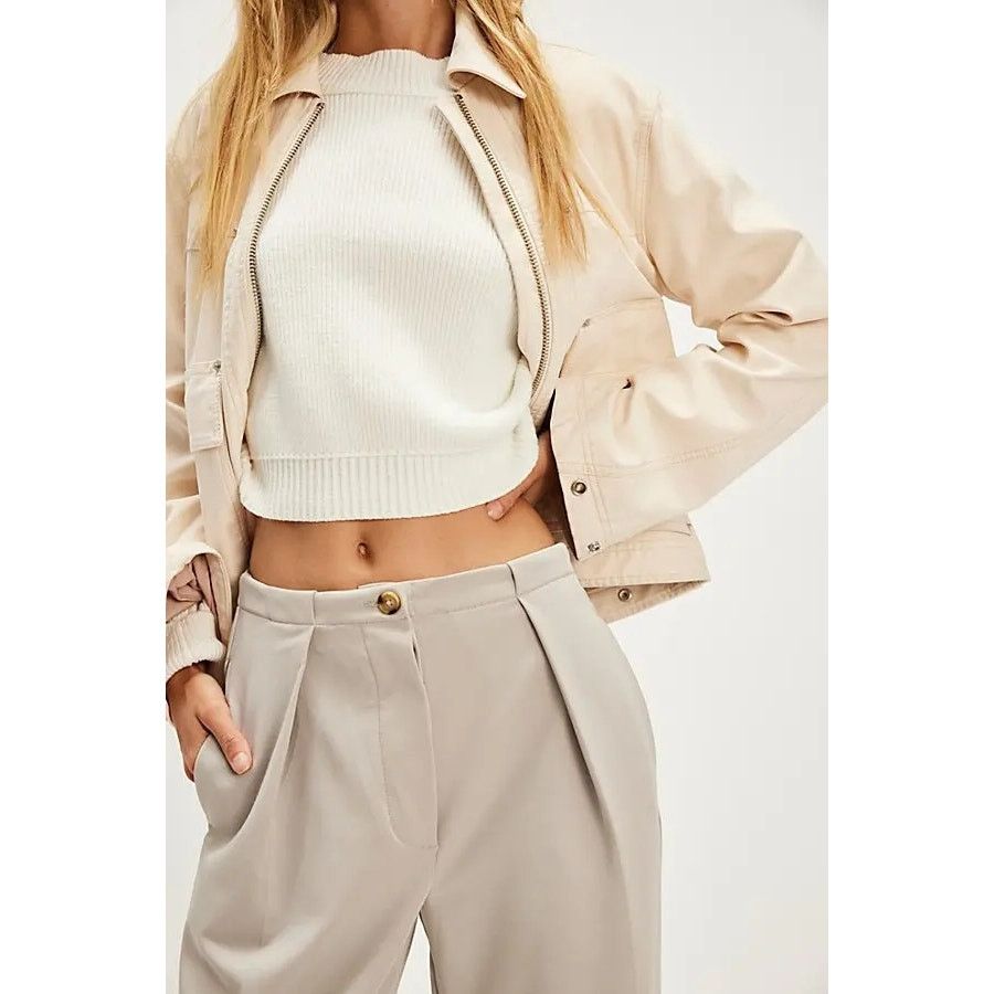 Free People NWT Tyler Menswear Tailored Wide-Leg Trousers $128 Small Size 28" / US 6 / IT 42 - 2 Thumbnail