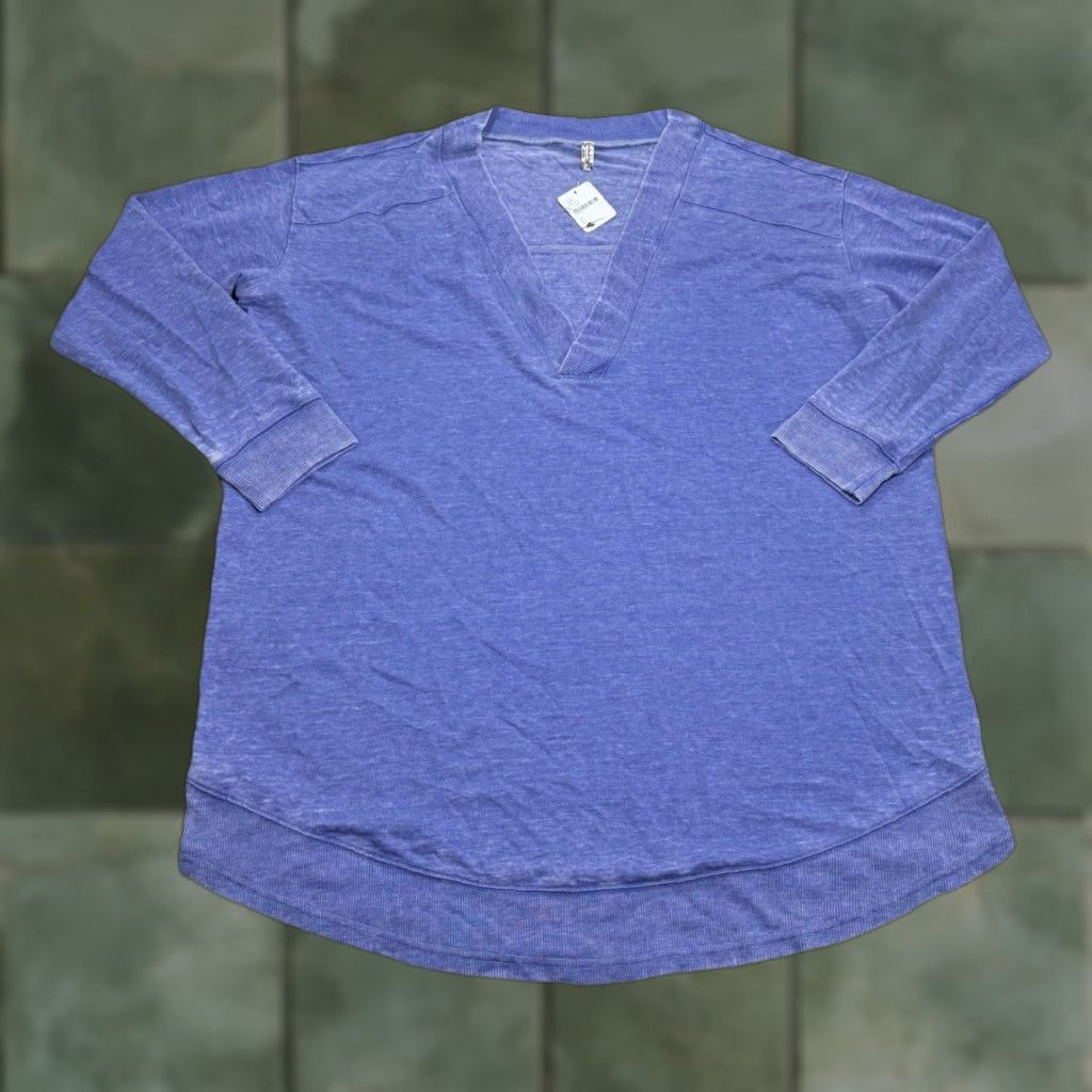 Free People NWT Free People Tunic Shirt Purple V-Neck Long Sleeve Knit Cotton Polyester Womens L Tunic/Casual Sleepwear Cool Girl Size L / US 10 / IT 46 - 1 Thumbnail