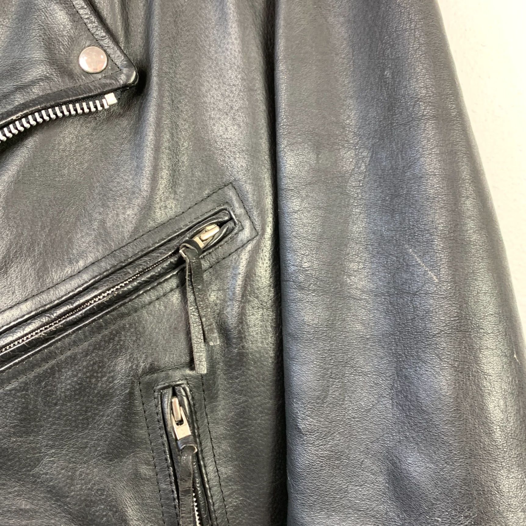 Vintage VINTAGE FMC Leather Black Silver Moto Jacket 46 Men’s 90s Biker Riding Short Zip Full Zip Size US S / EU 44-46 / 1 - 3 Thumbnail