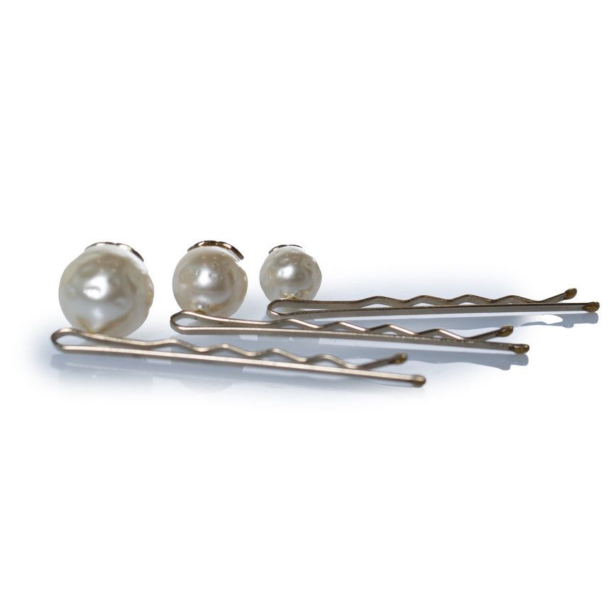 Chanel, Faux Pearl CC hair clip barrette set of 3