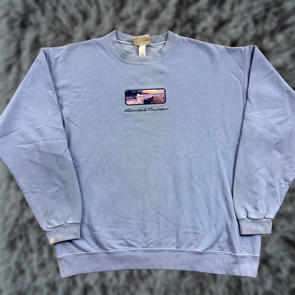Vintage VINTAGE Adirondack Mountains Sweatshirt Adult XL Blue 90s Graphic Print Pullover Cotton Sweatshirt Mens Womens Size US XL / EU 56 / 4 - 1 Thumbnail